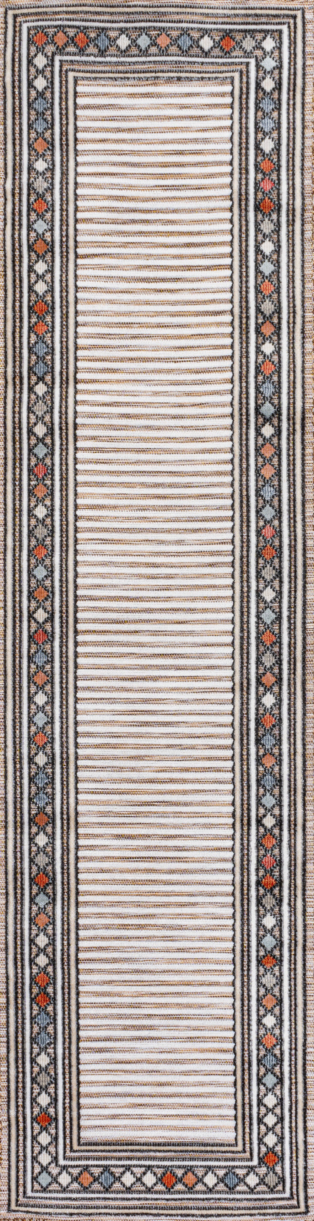 Sebastian High-Low Modern Diamond Border Indoor/Outdoor Area Rug