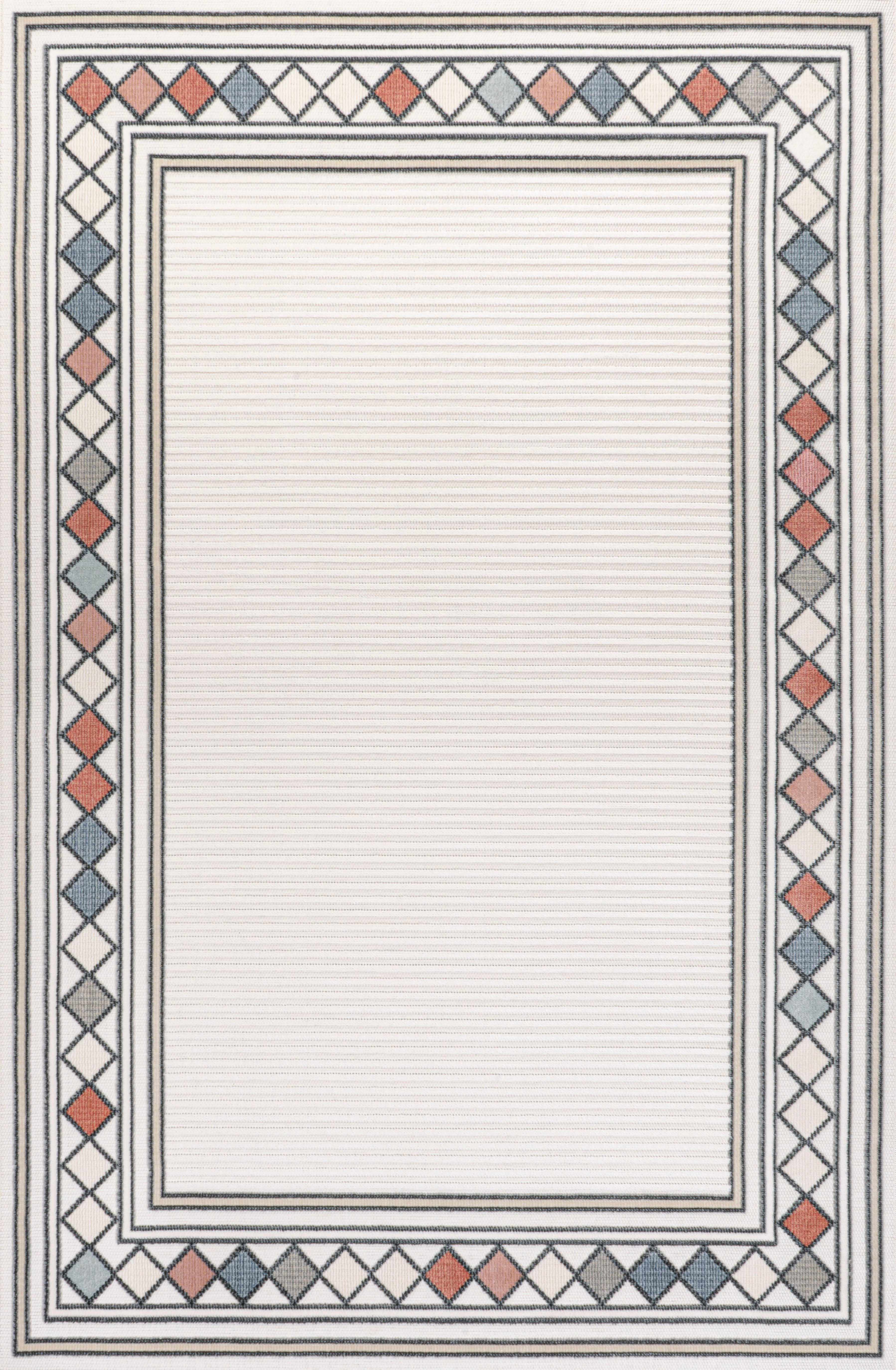 Sebastian High-Low Modern Diamond Border Indoor/Outdoor Area Rug