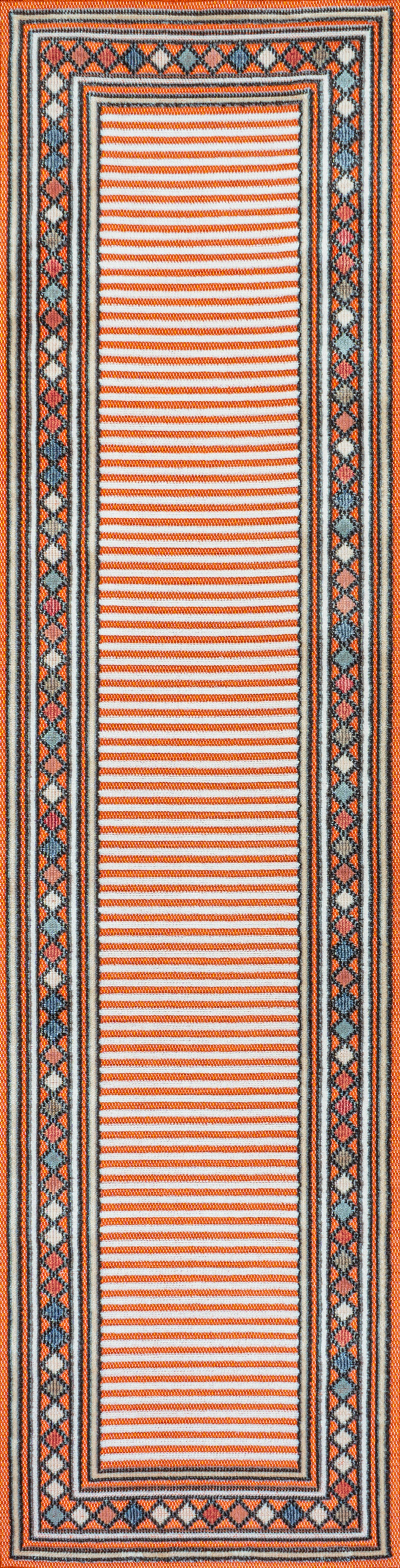 Sebastian High-Low Modern Diamond Border Indoor/Outdoor Area Rug