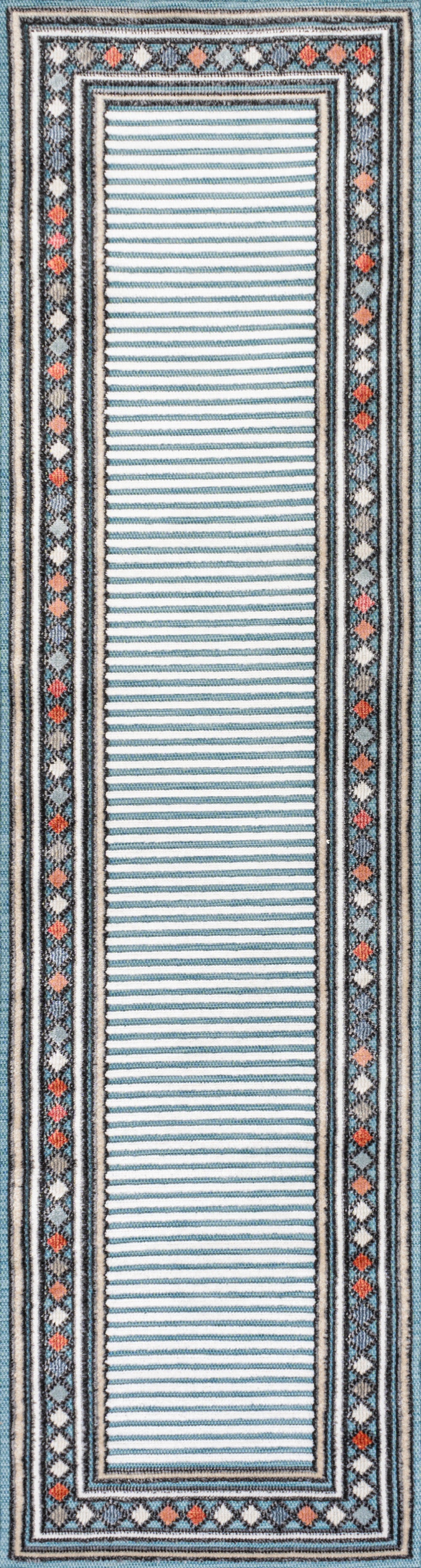 Sebastian High-Low Modern Diamond Border Indoor/Outdoor Area Rug