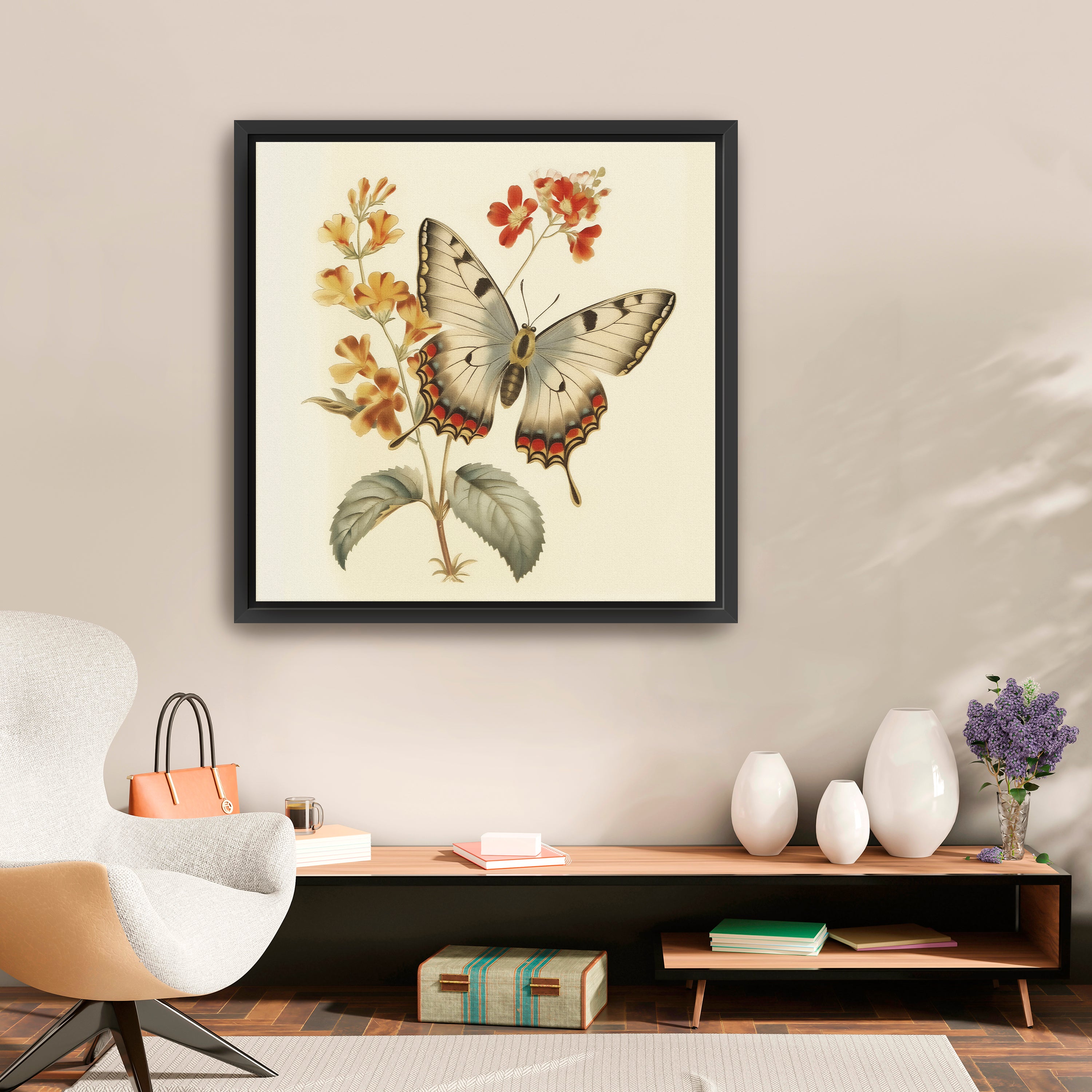 Floral Butterfly Canvas Giclee