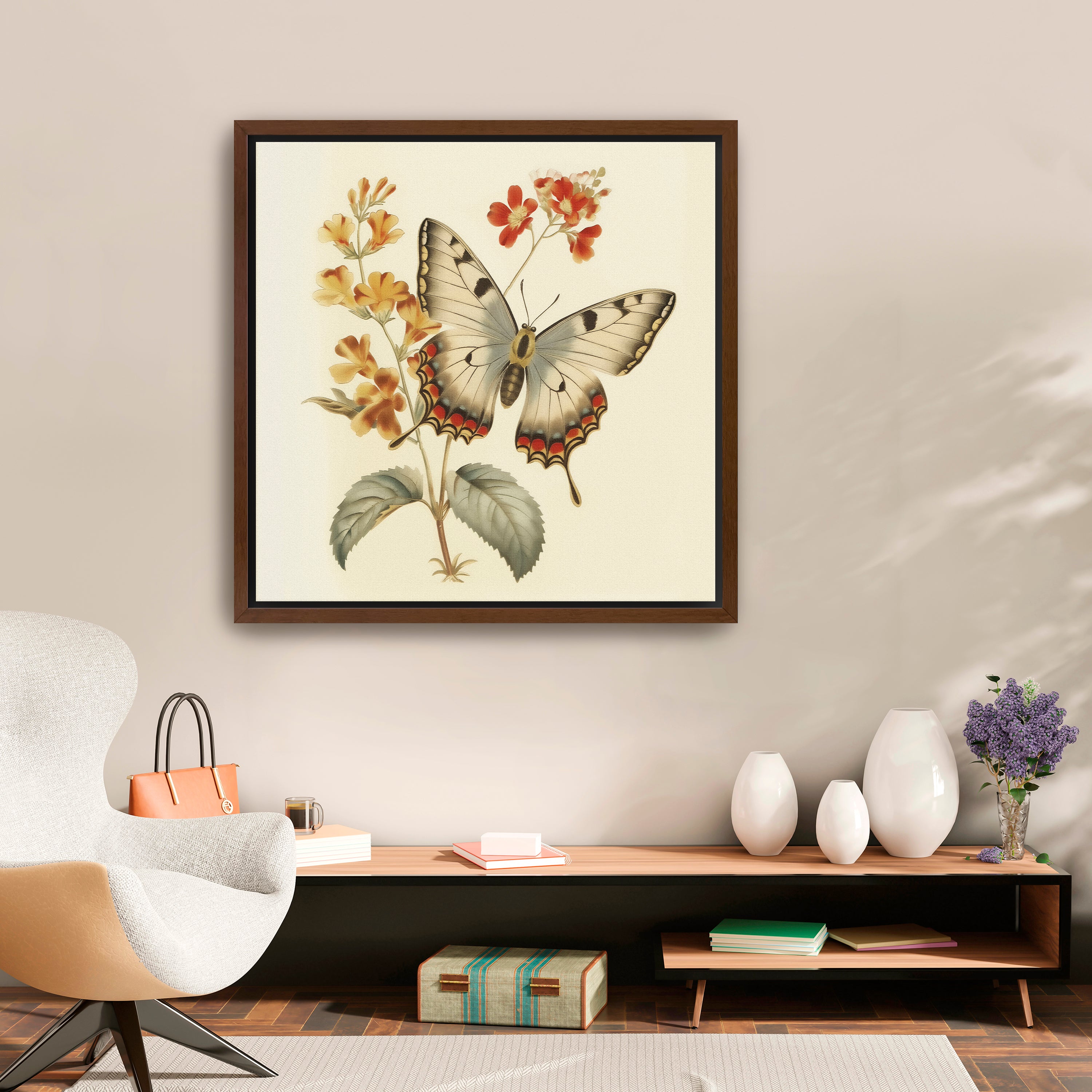 Floral Butterfly Canvas Giclee