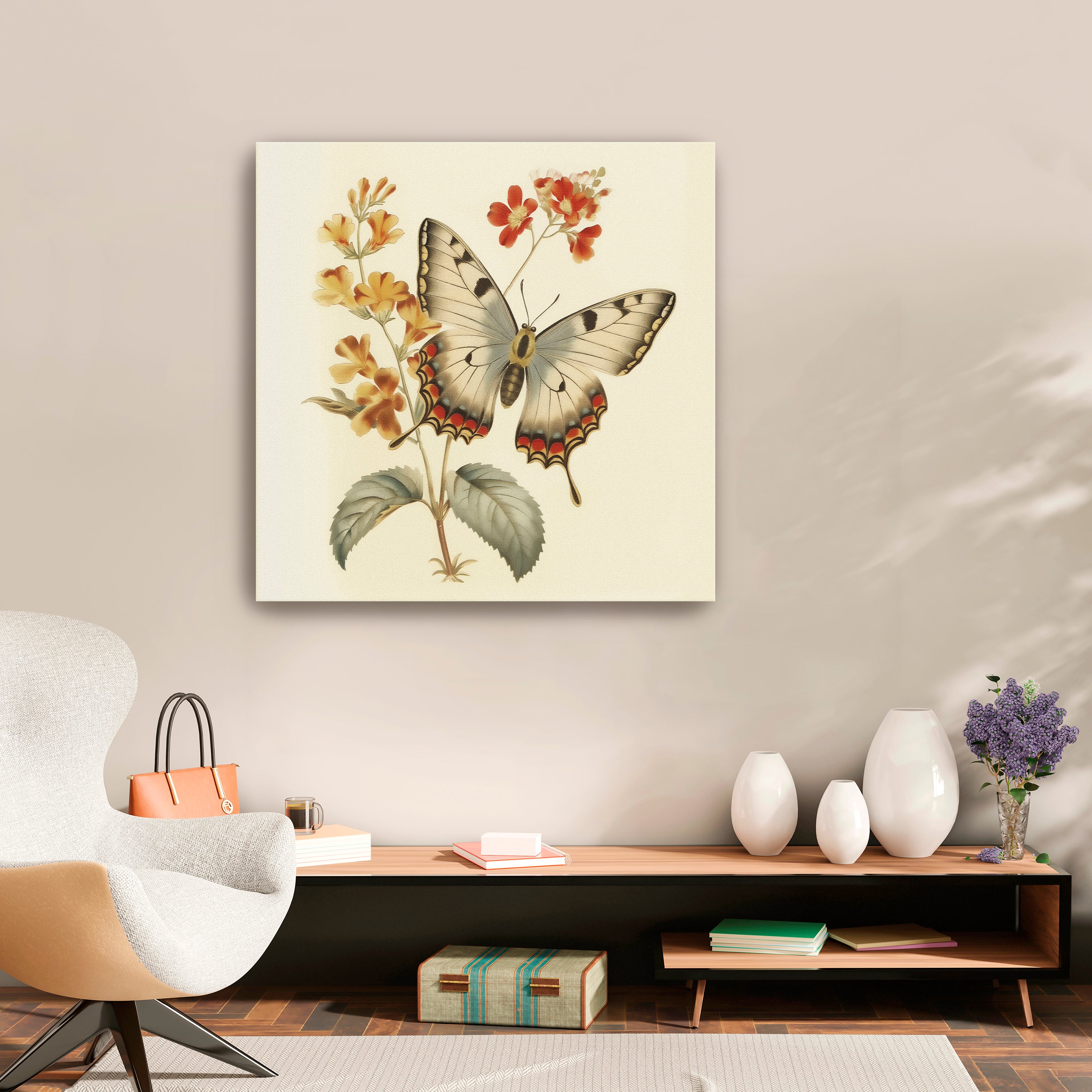 Floral Butterfly Canvas Giclee