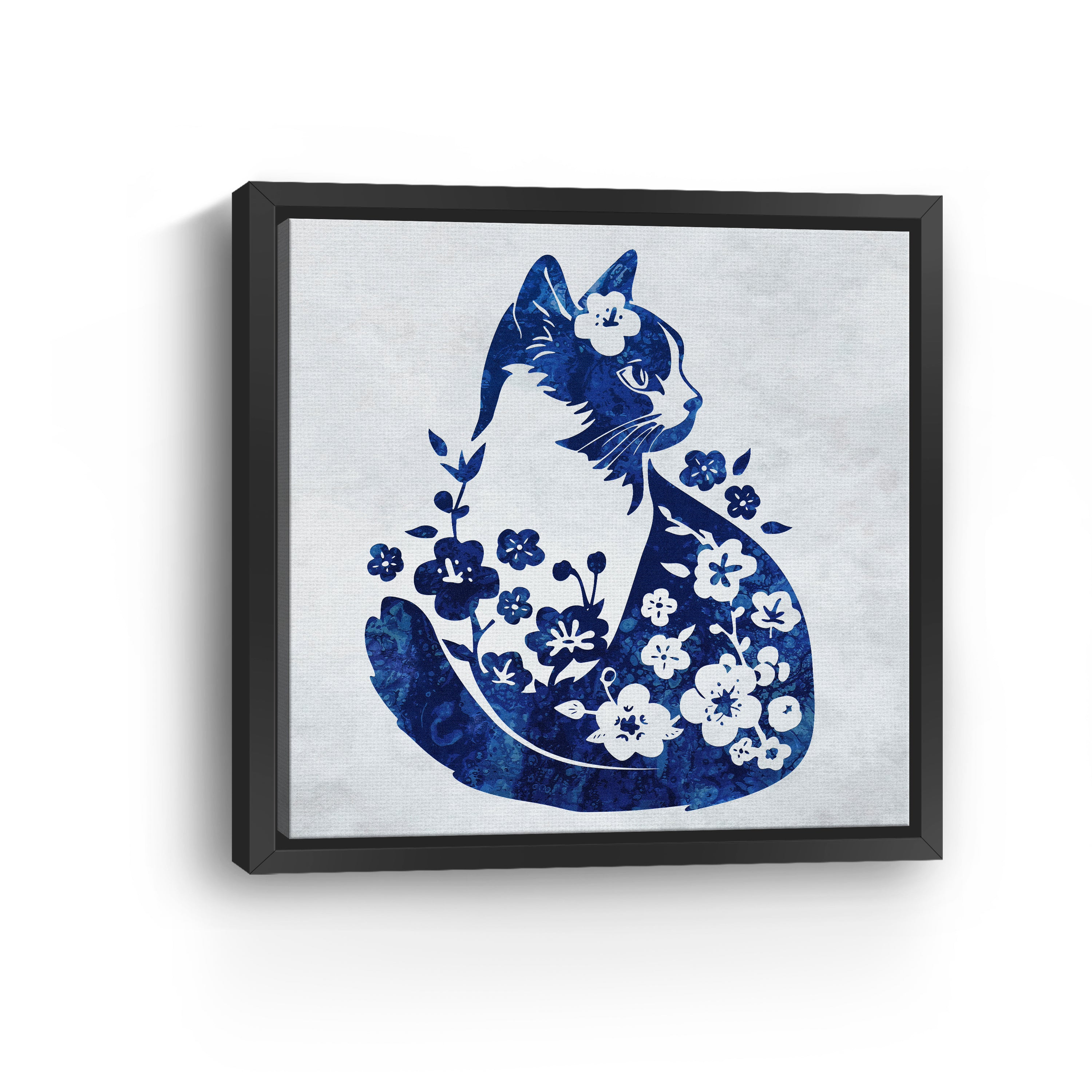 Cat Floral Canvas Giclee