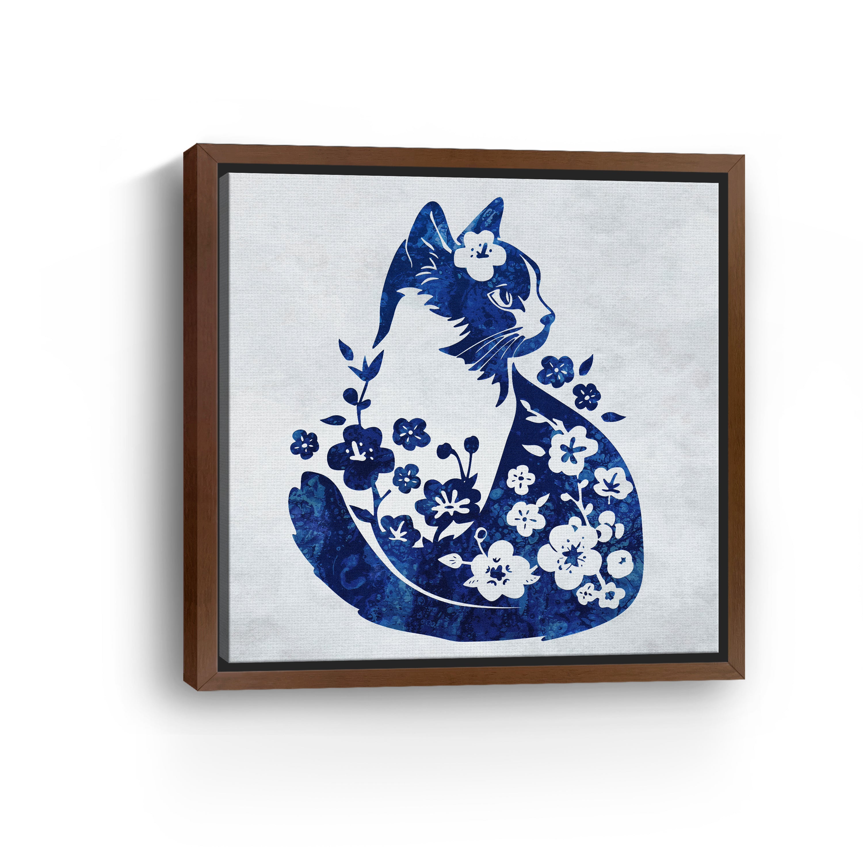 Cat Floral Canvas Giclee