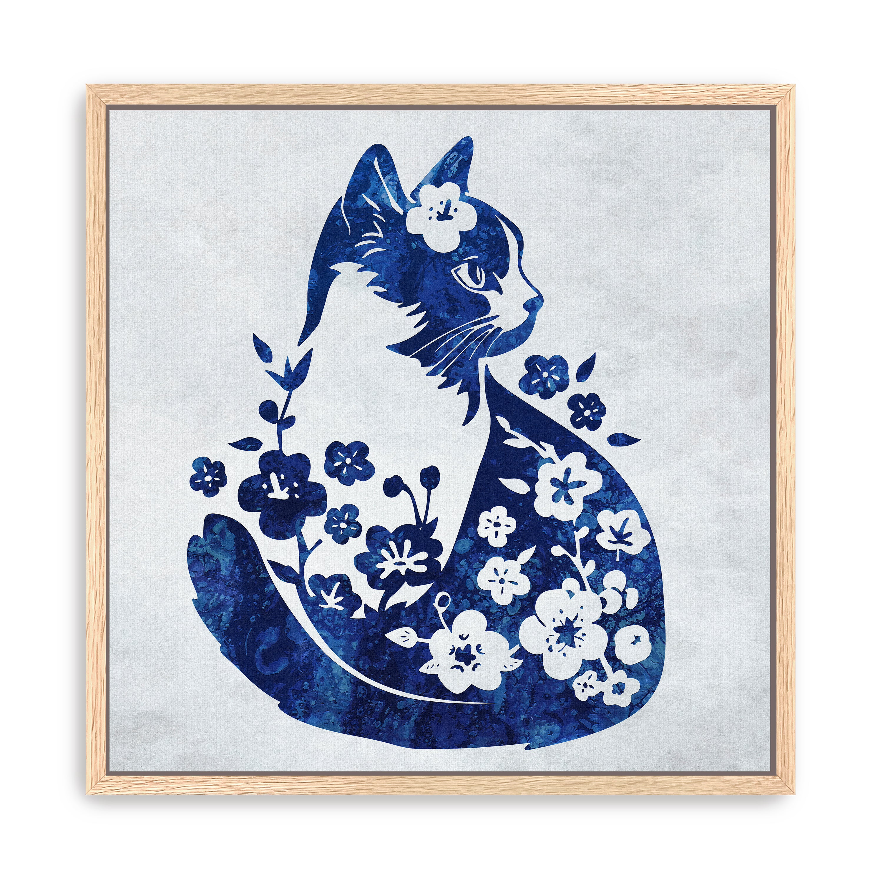 Cat Floral Canvas Giclee