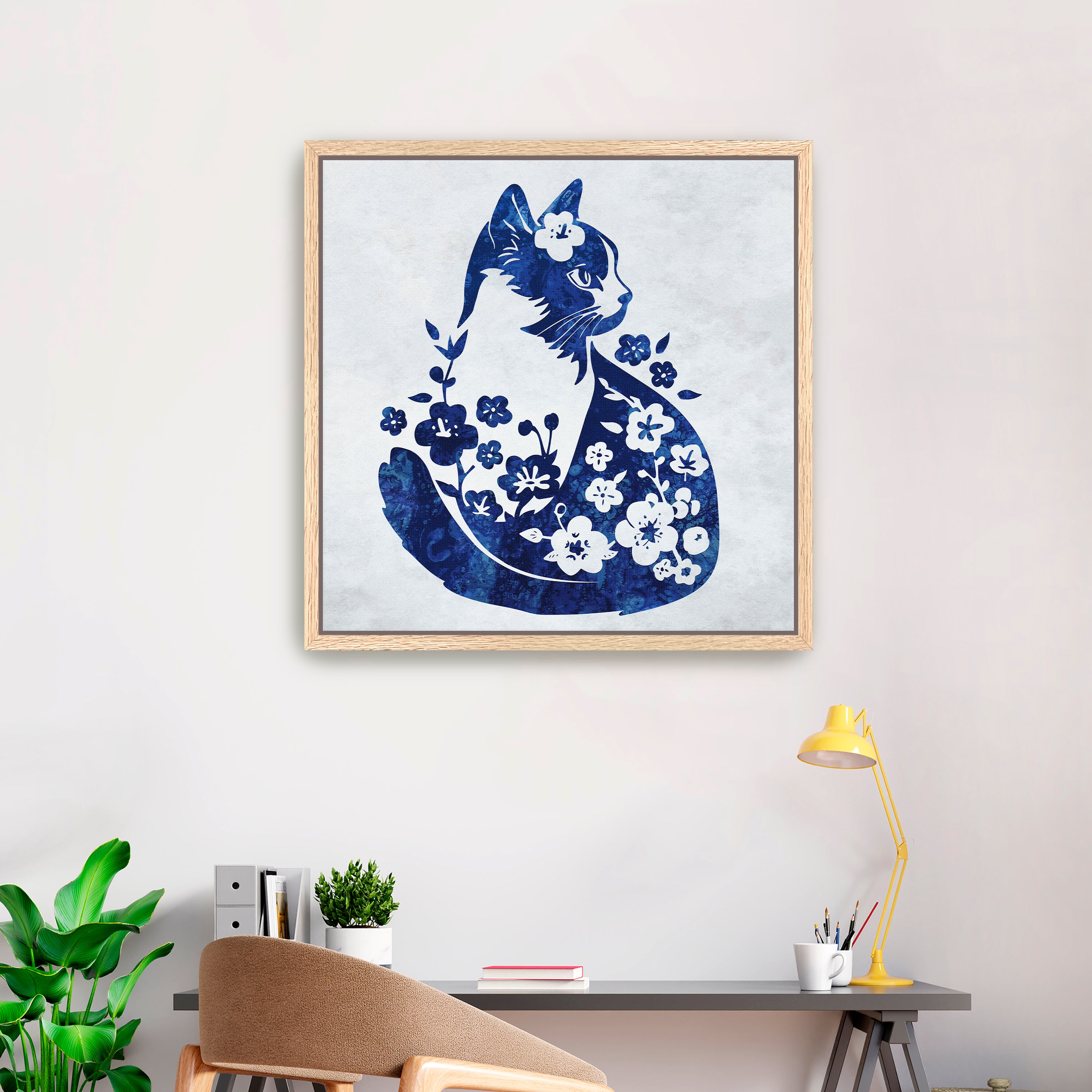 Cat Floral Canvas Giclee