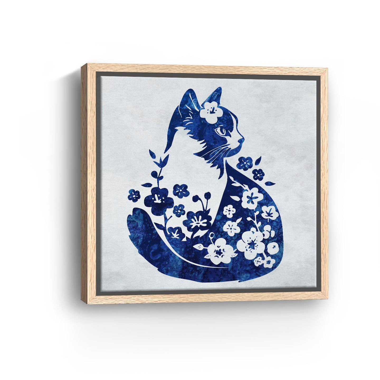 Cat Floral Canvas Giclee