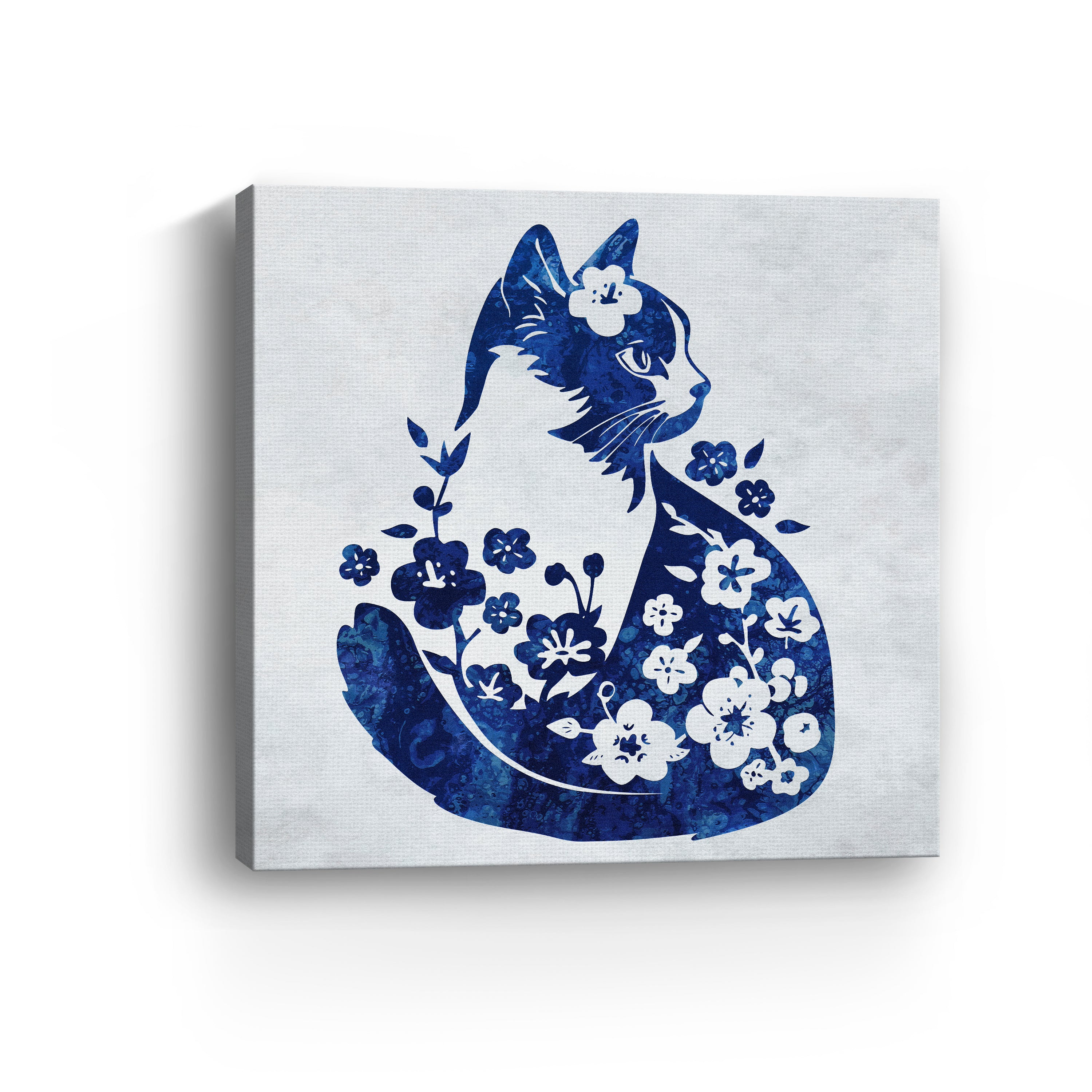 Cat Floral Canvas Giclee