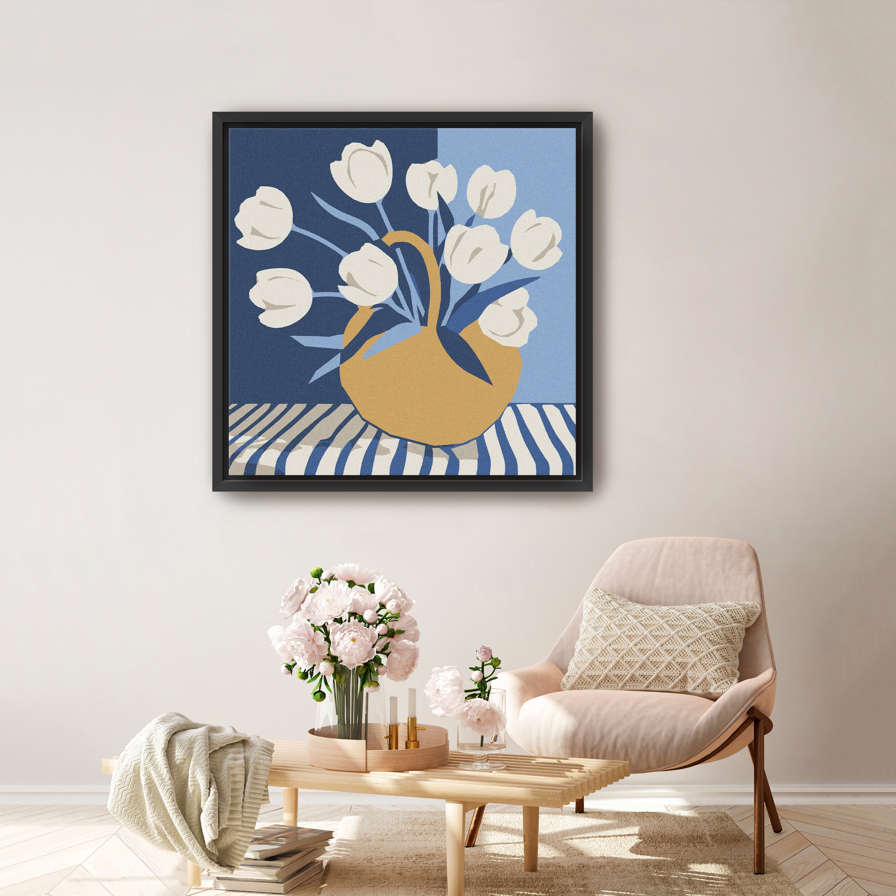 Basketful of White Tulips Canvas Giclee