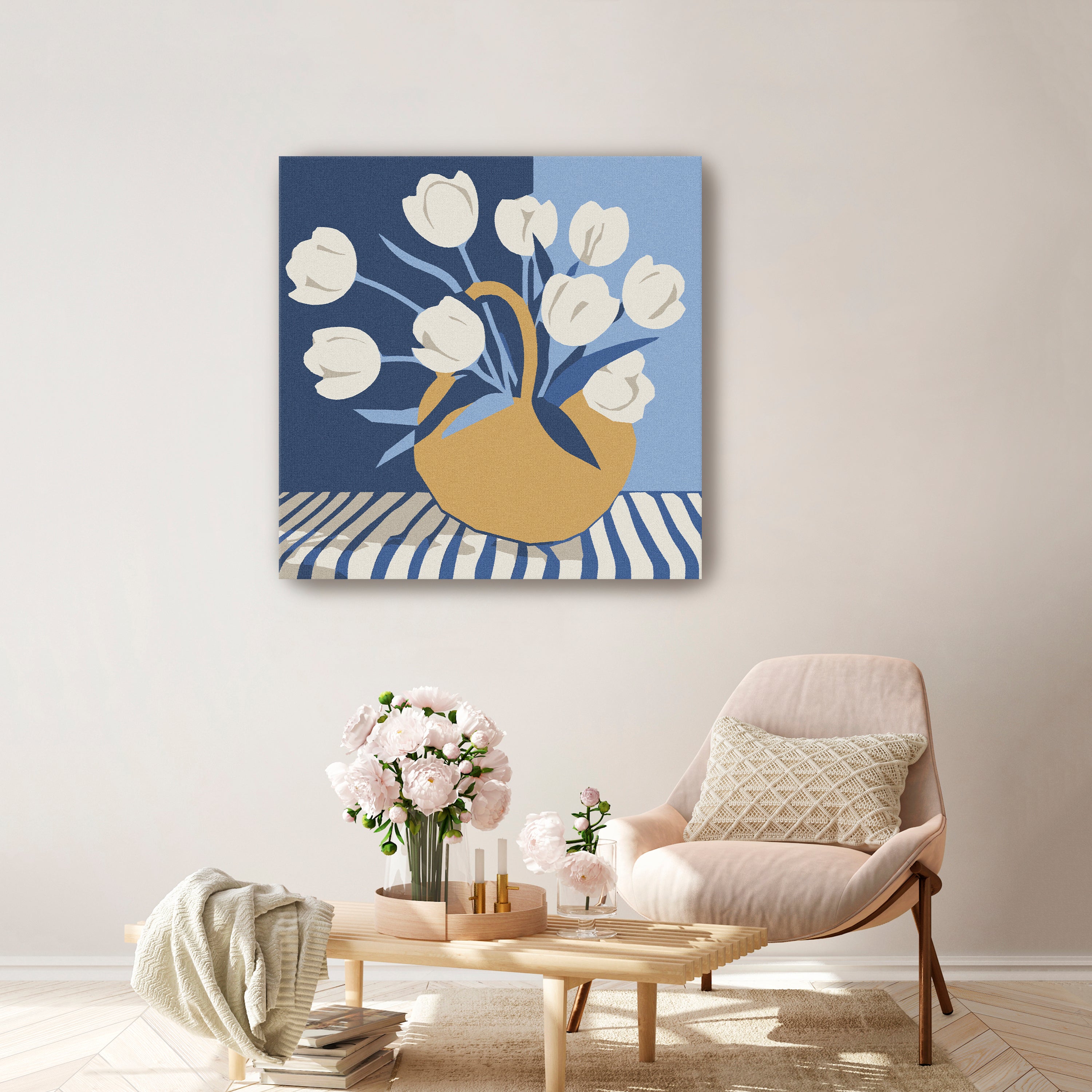 Basketful of White Tulips Canvas Giclee