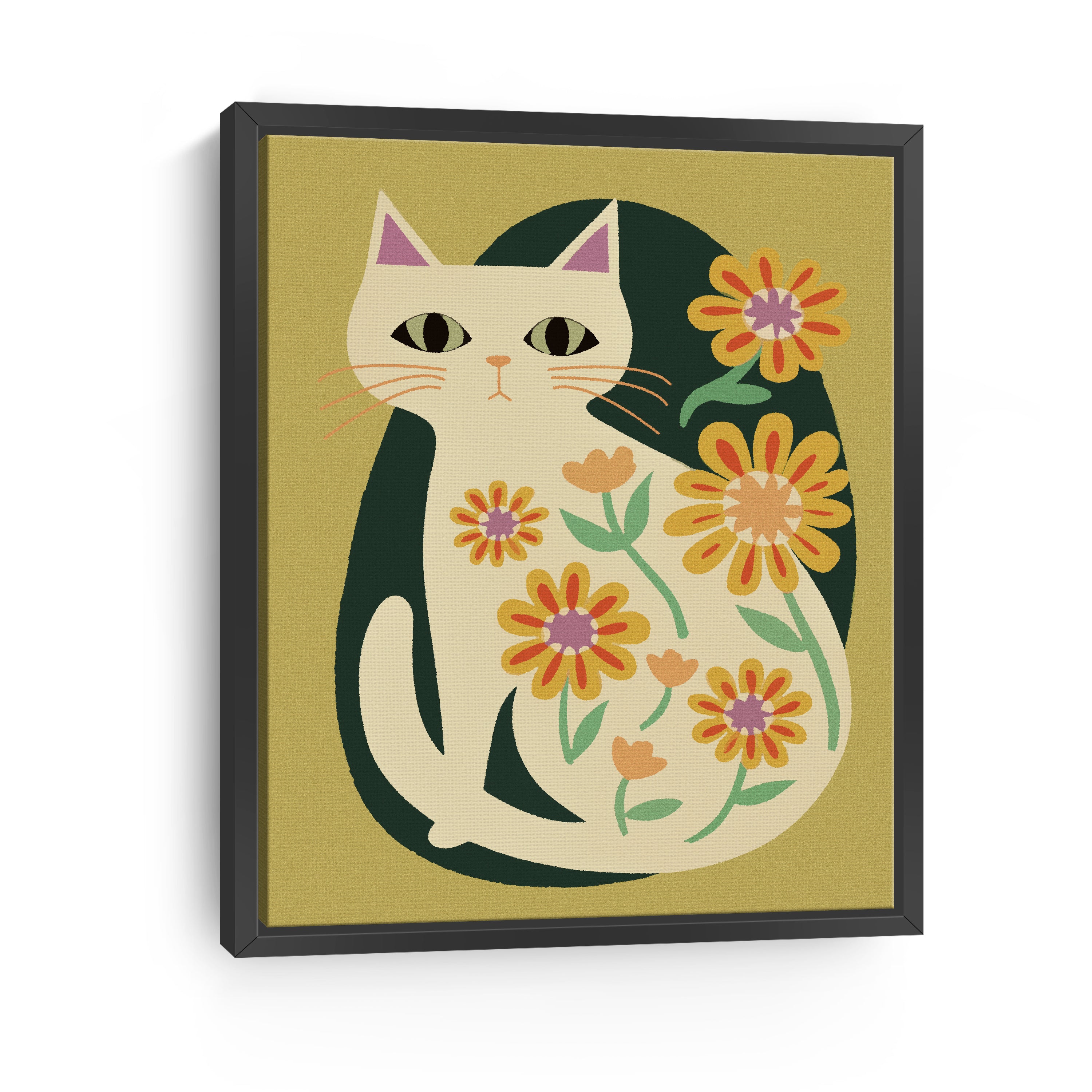 Mid Century Cat Canvas Giclee