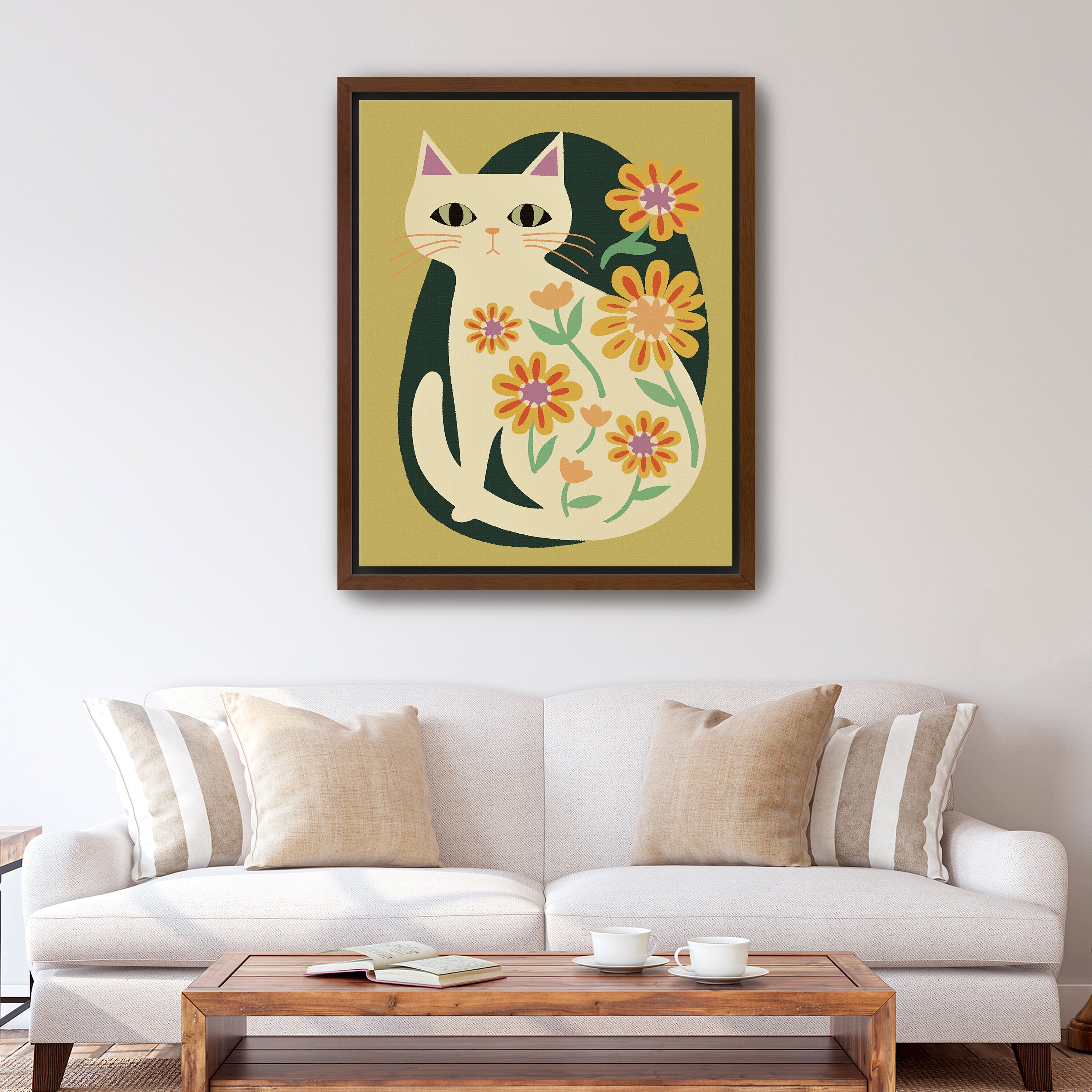 Mid Century Cat Canvas Giclee