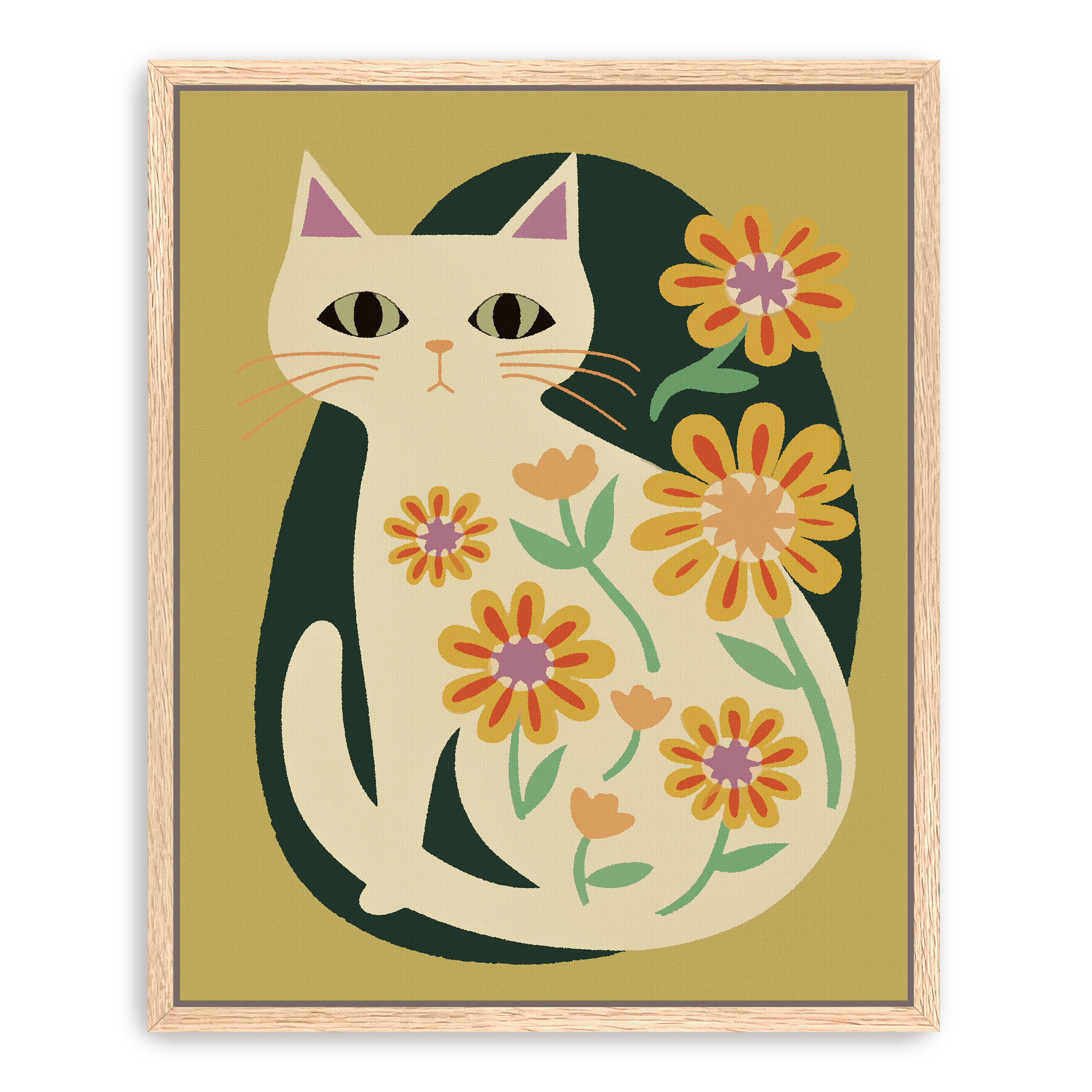 Mid Century Cat Canvas Giclee
