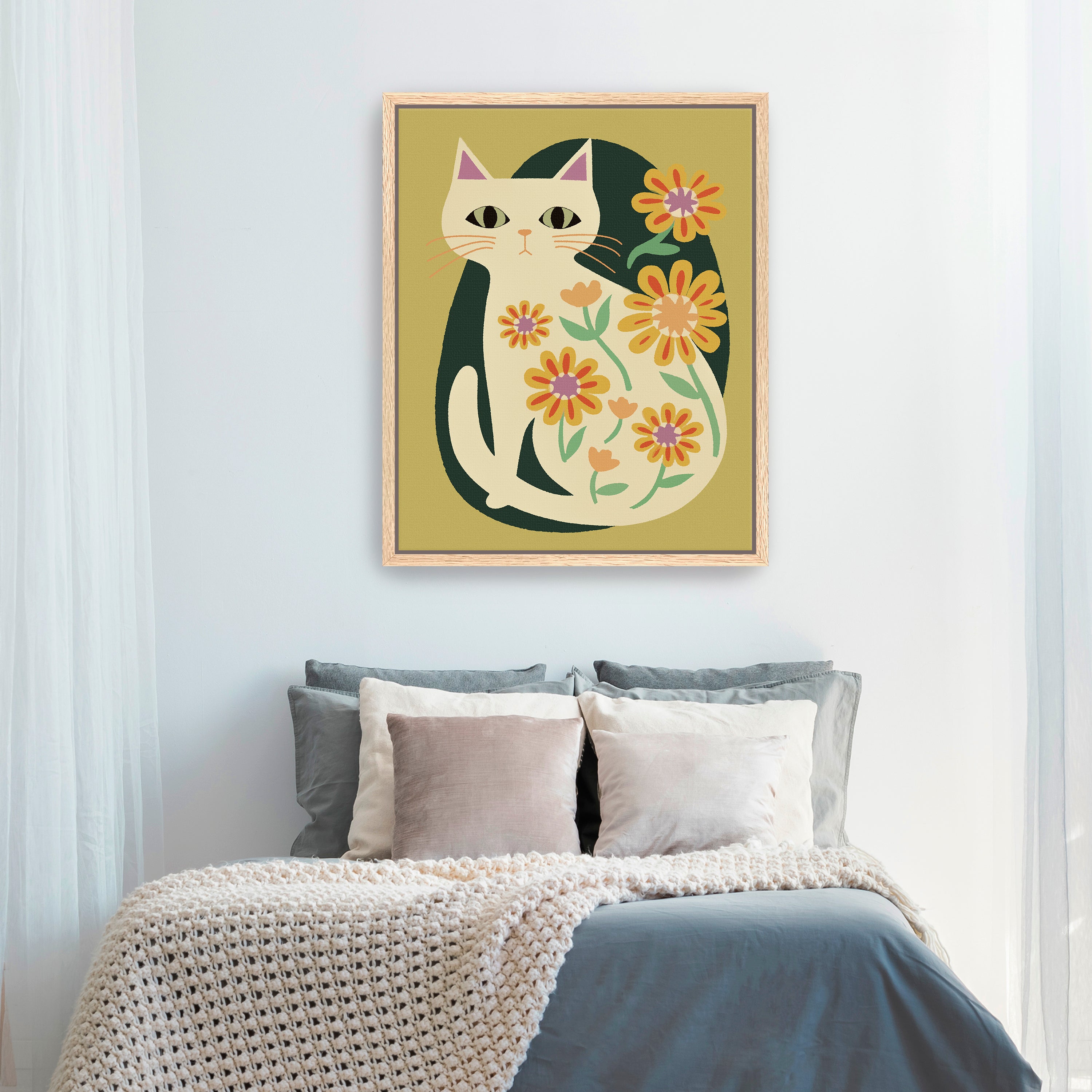 Mid Century Cat Canvas Giclee