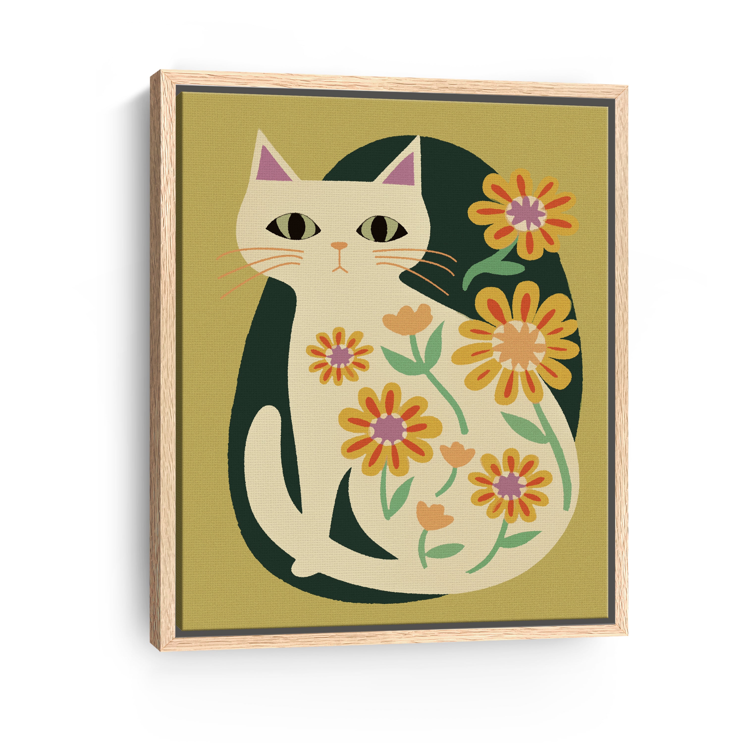 Mid Century Cat Canvas Giclee