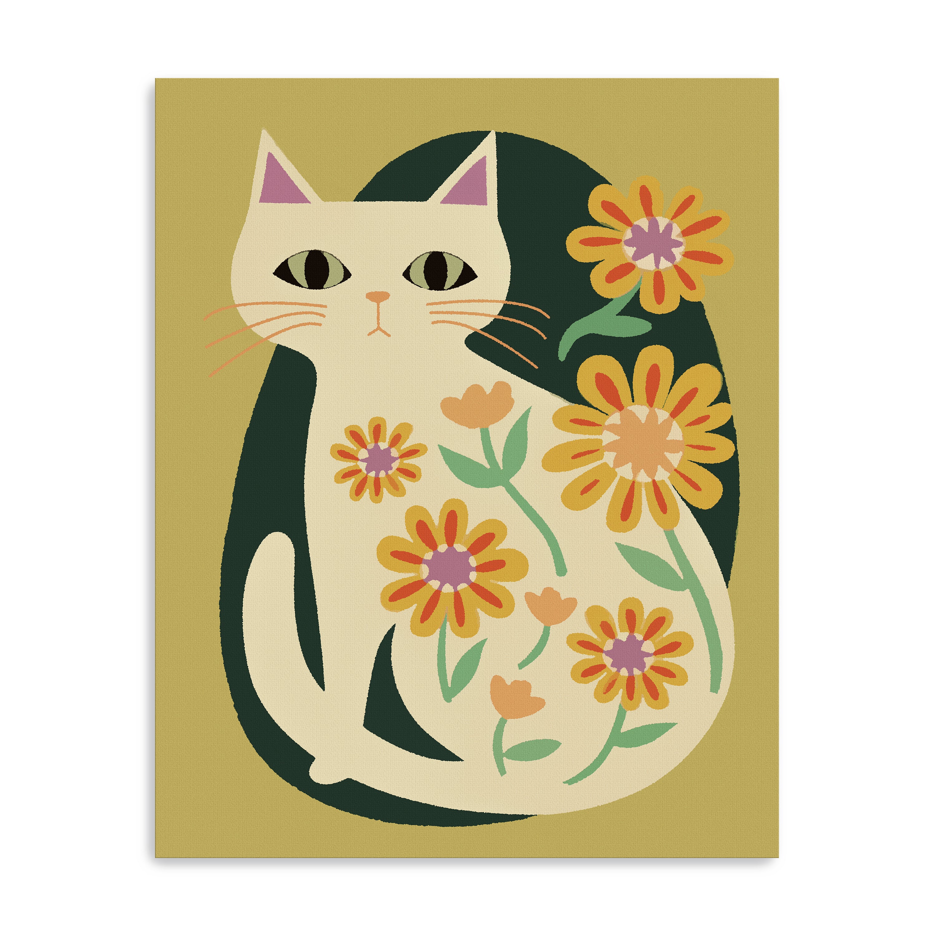Mid Century Cat Canvas Giclee