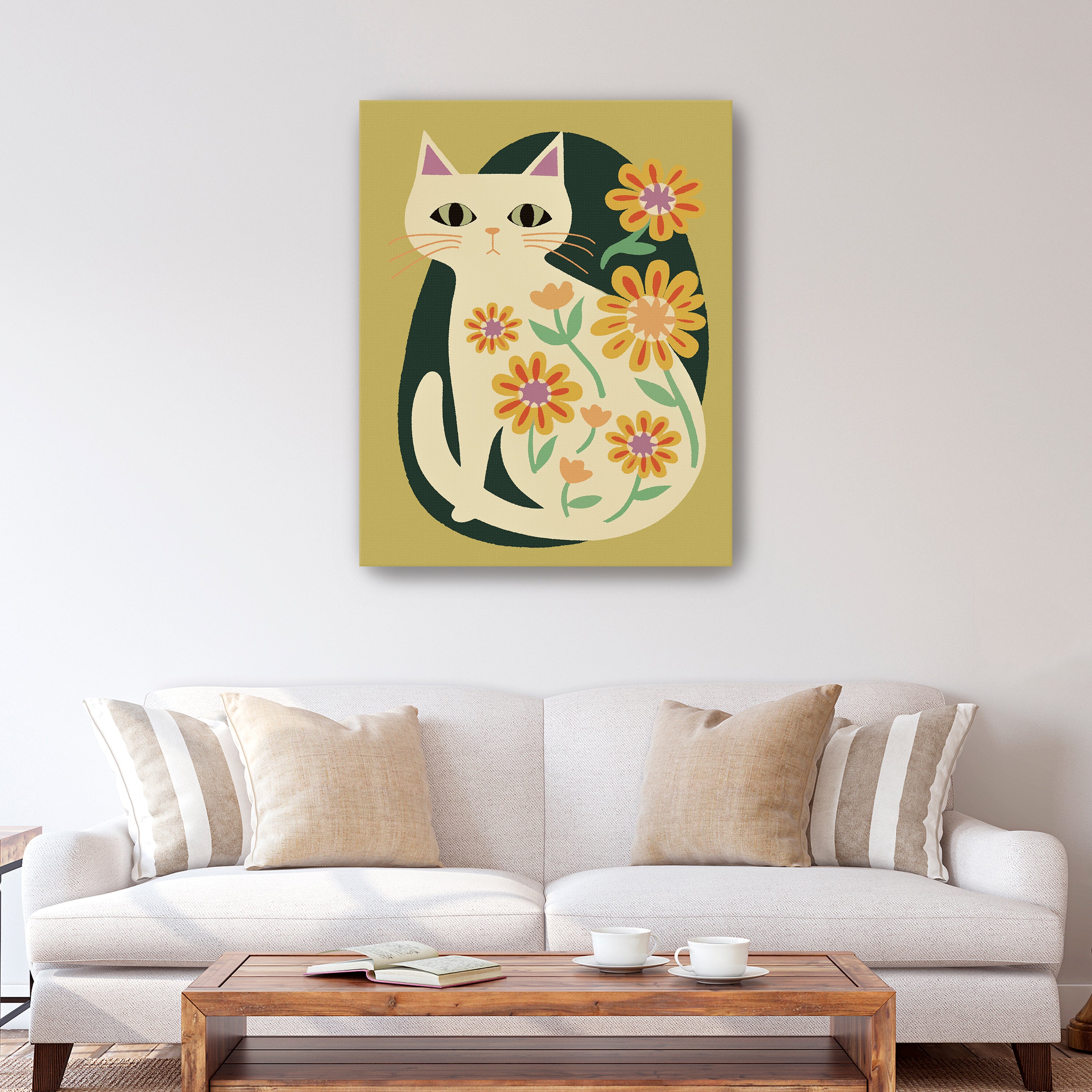 Mid Century Cat Canvas Giclee