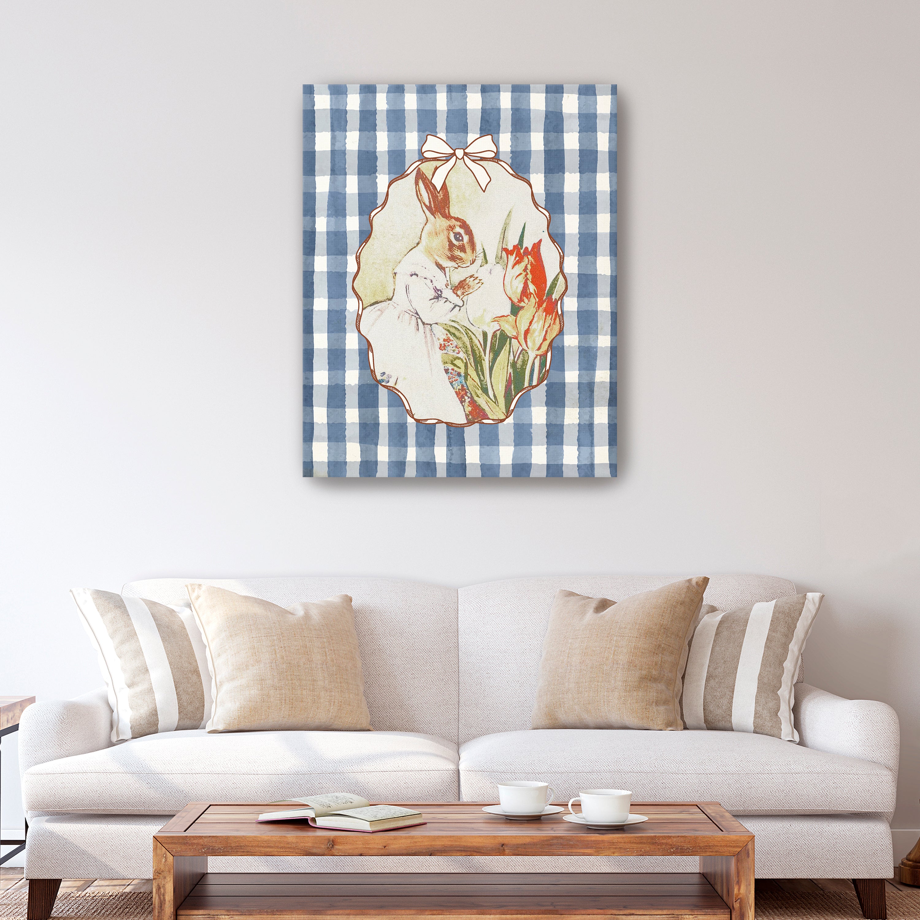 Lady Bunny and Her Tulips Canvas Giclee
