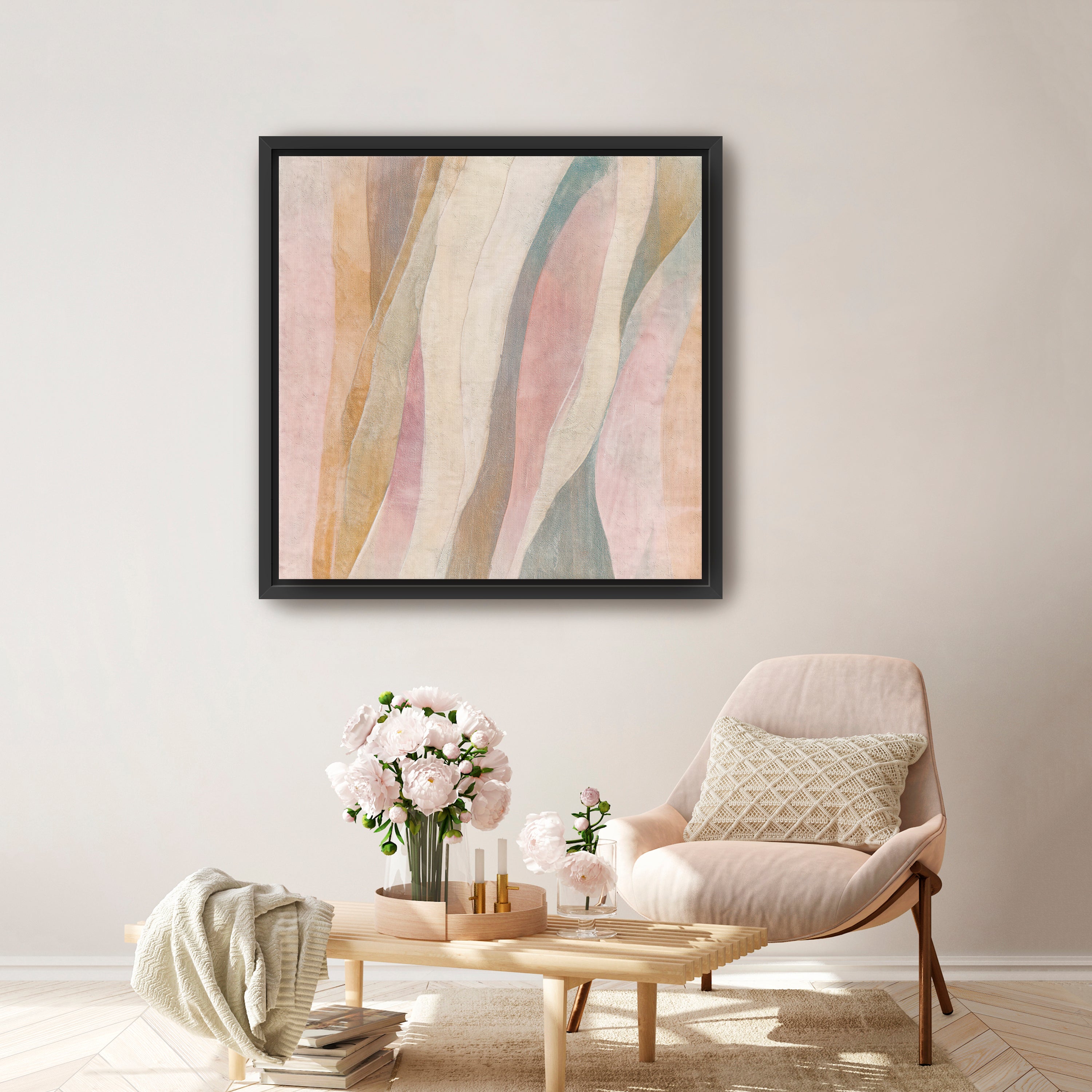 Beige Curves Canvas Giclee