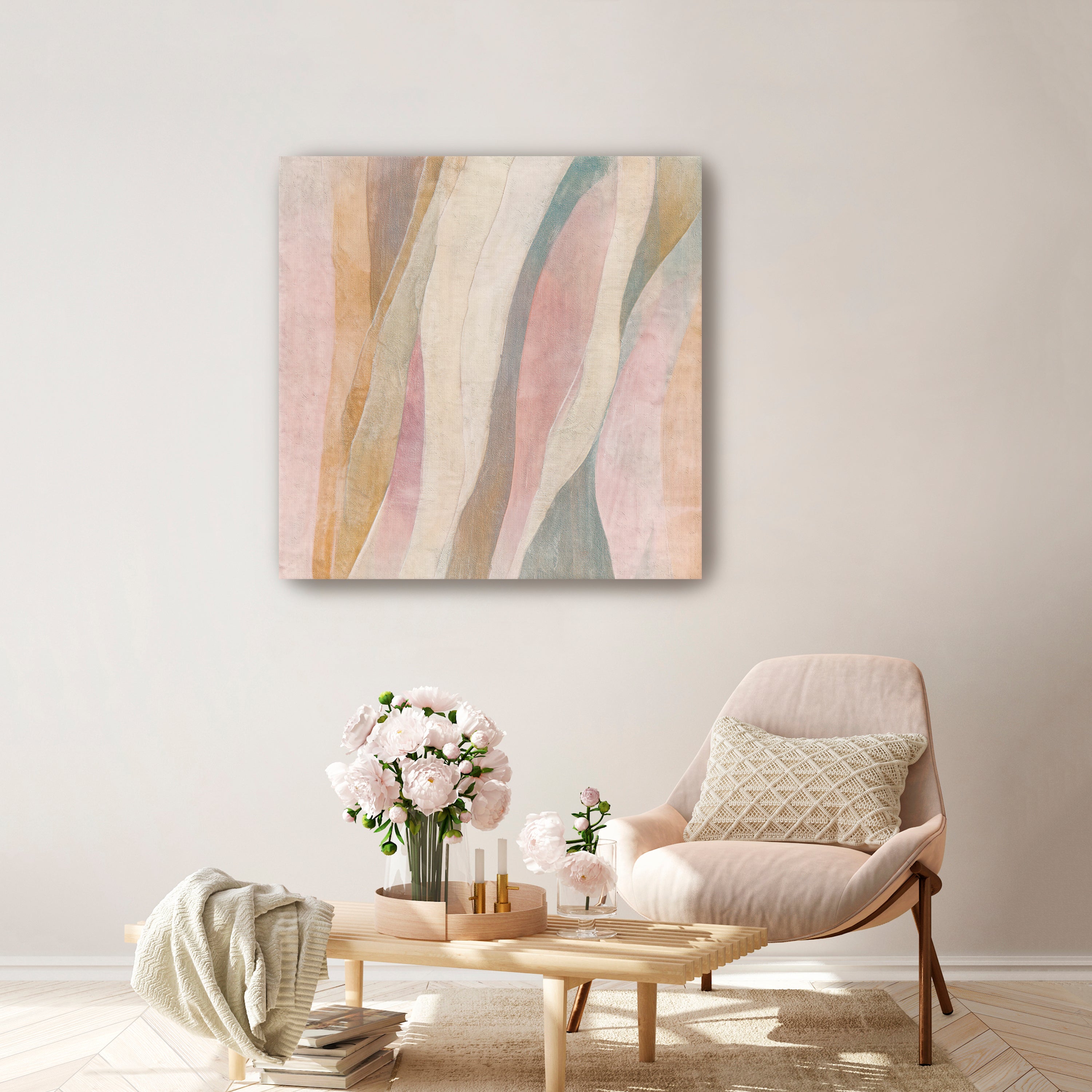 Beige Curves Canvas Giclee