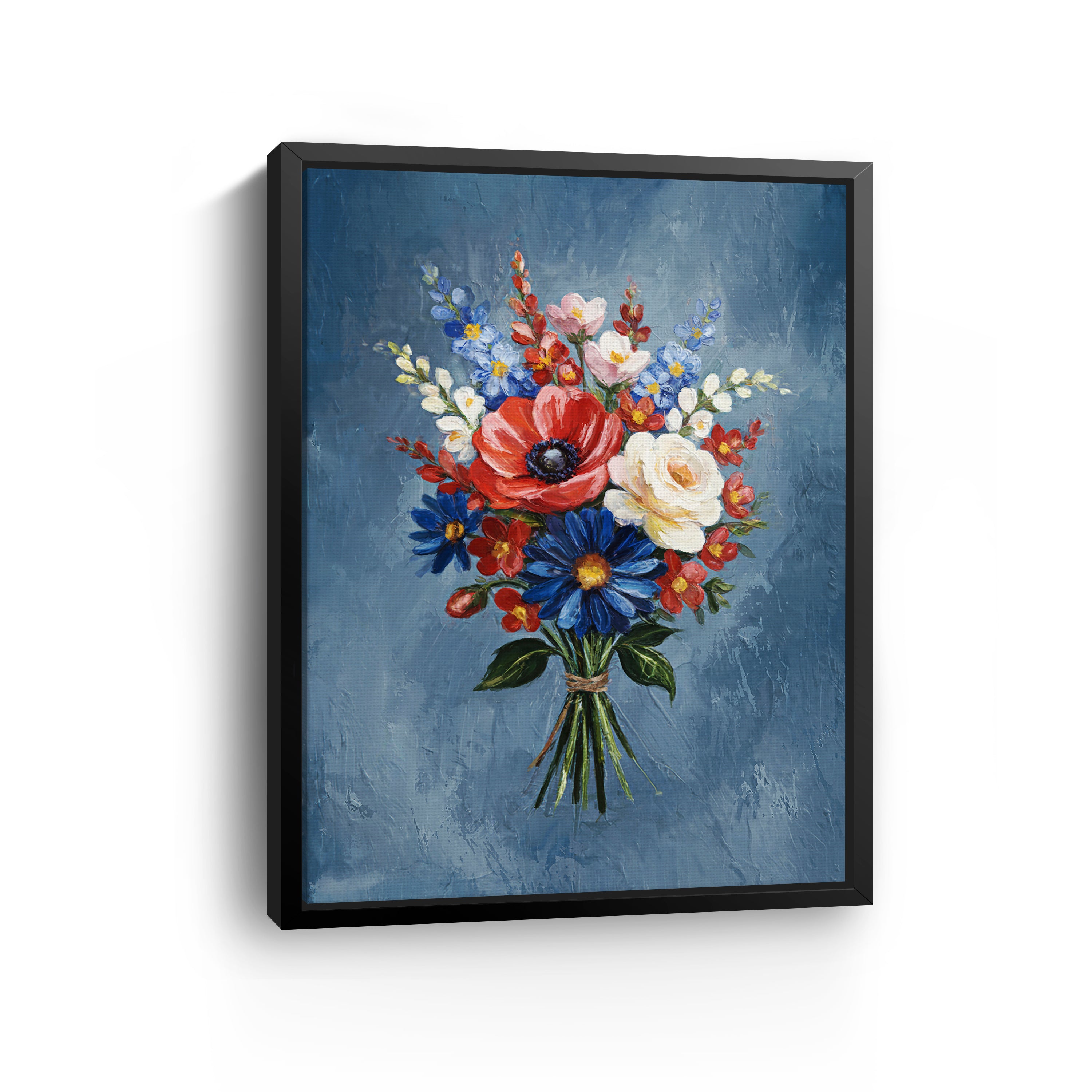 US Flower Canvas Giclee, Red/White/Blue