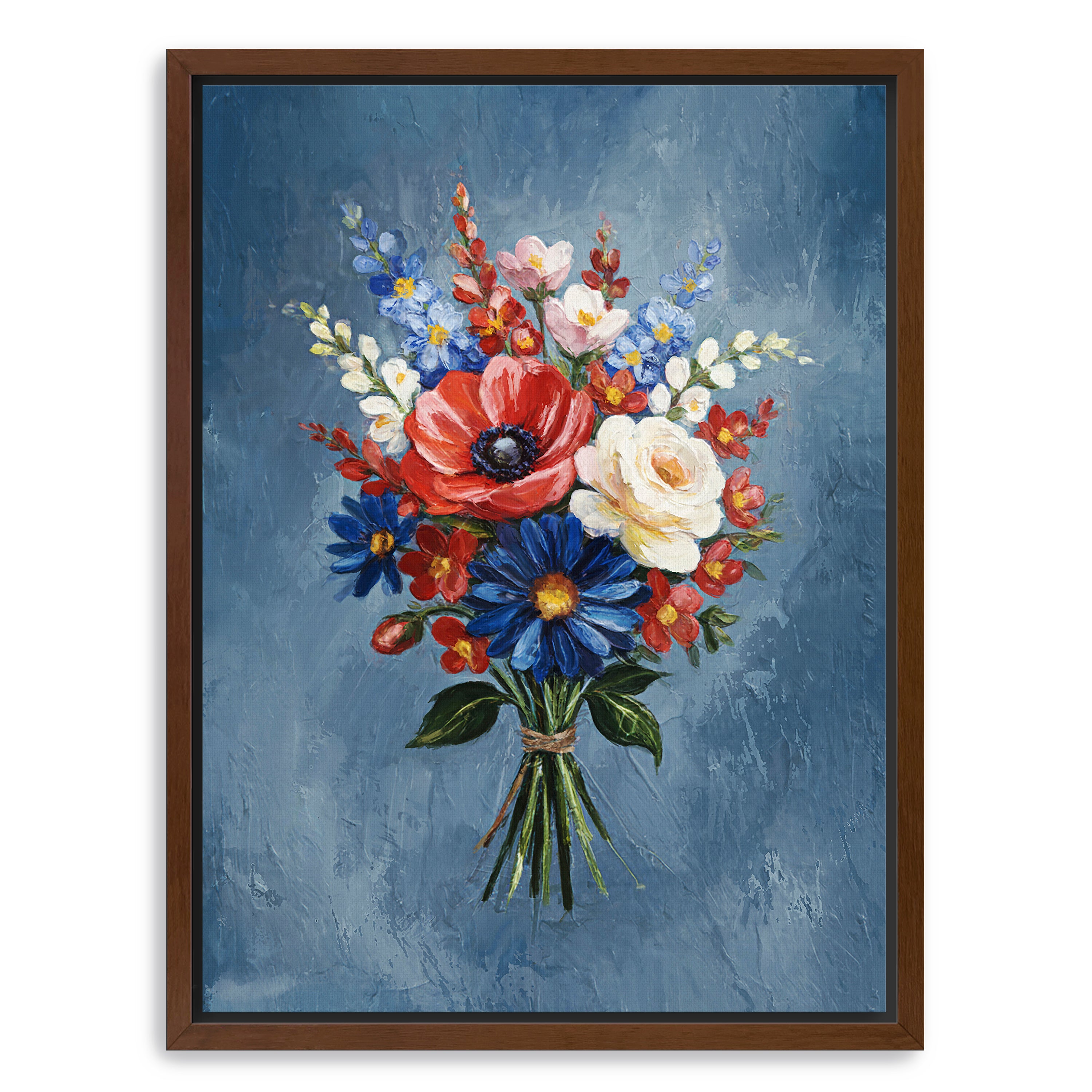 US Flower Canvas Giclee, Red/White/Blue