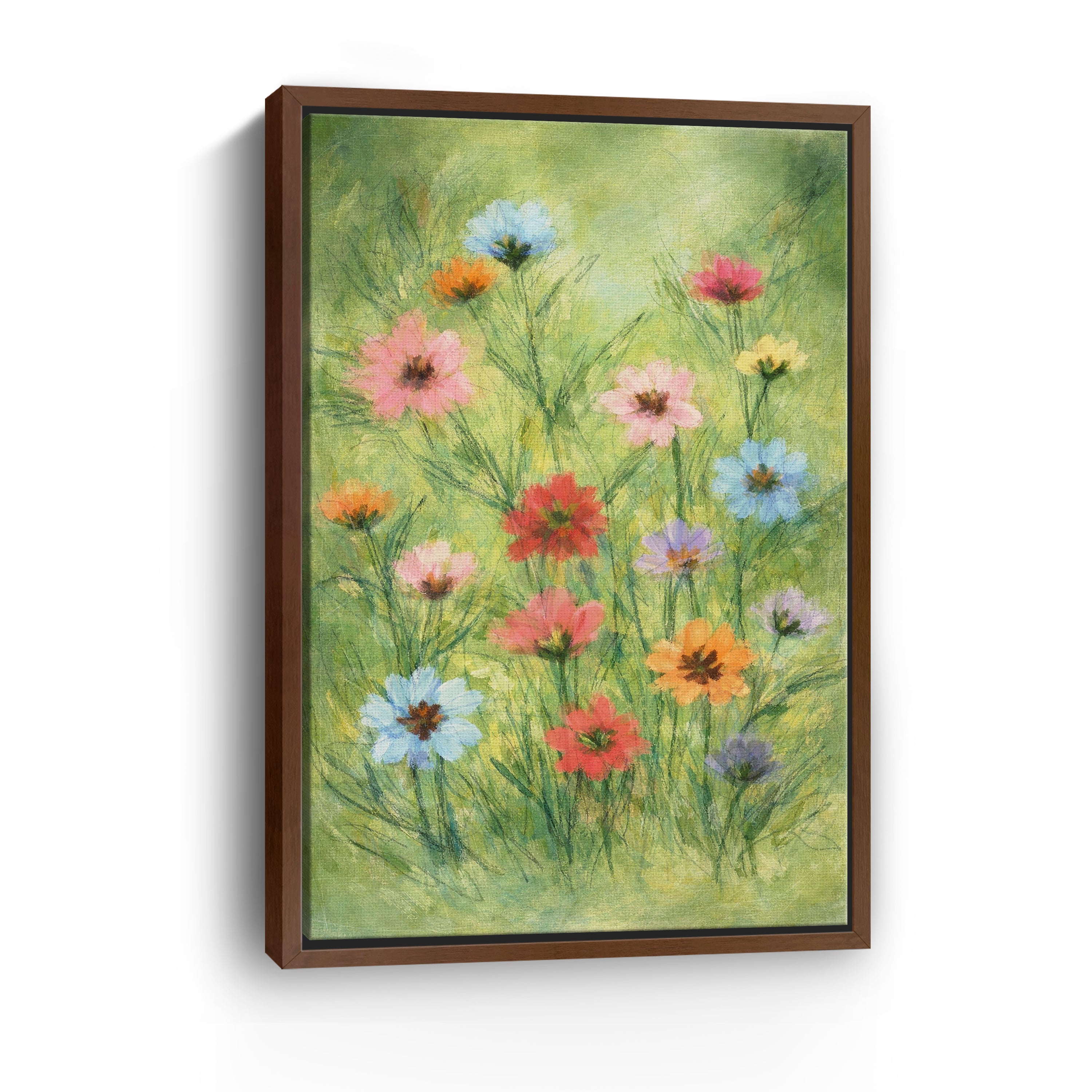 Little Garden Canvas Giclee with Green Background