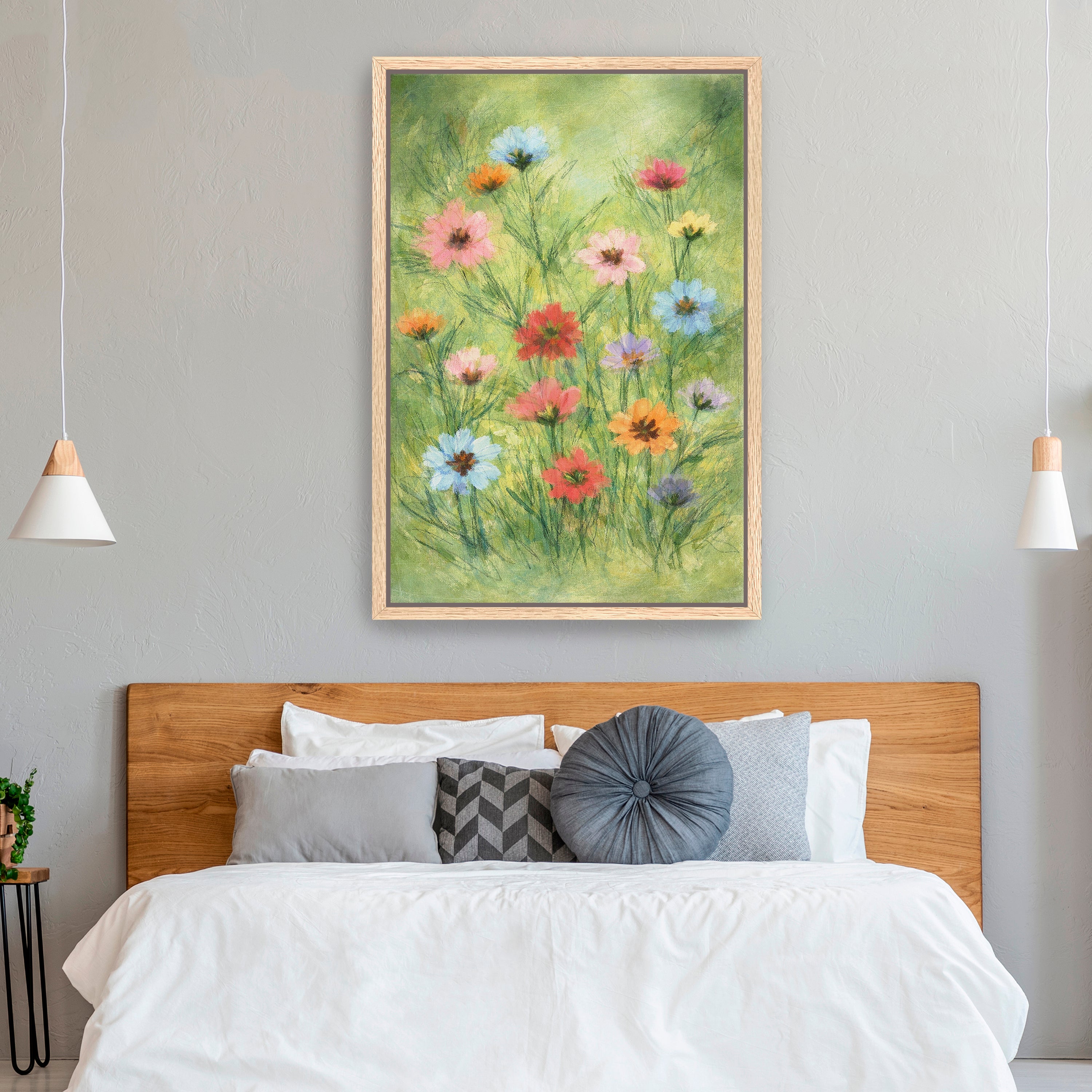 Little Garden Canvas Giclee with Green Background