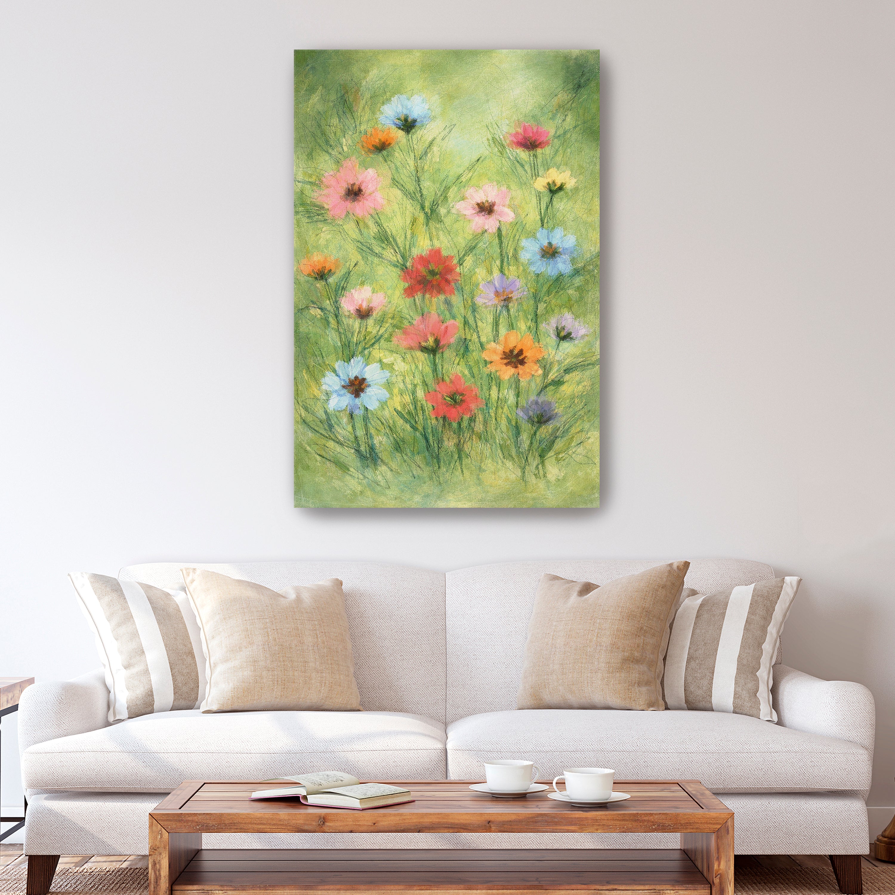 Little Garden Canvas Giclee with Green Background
