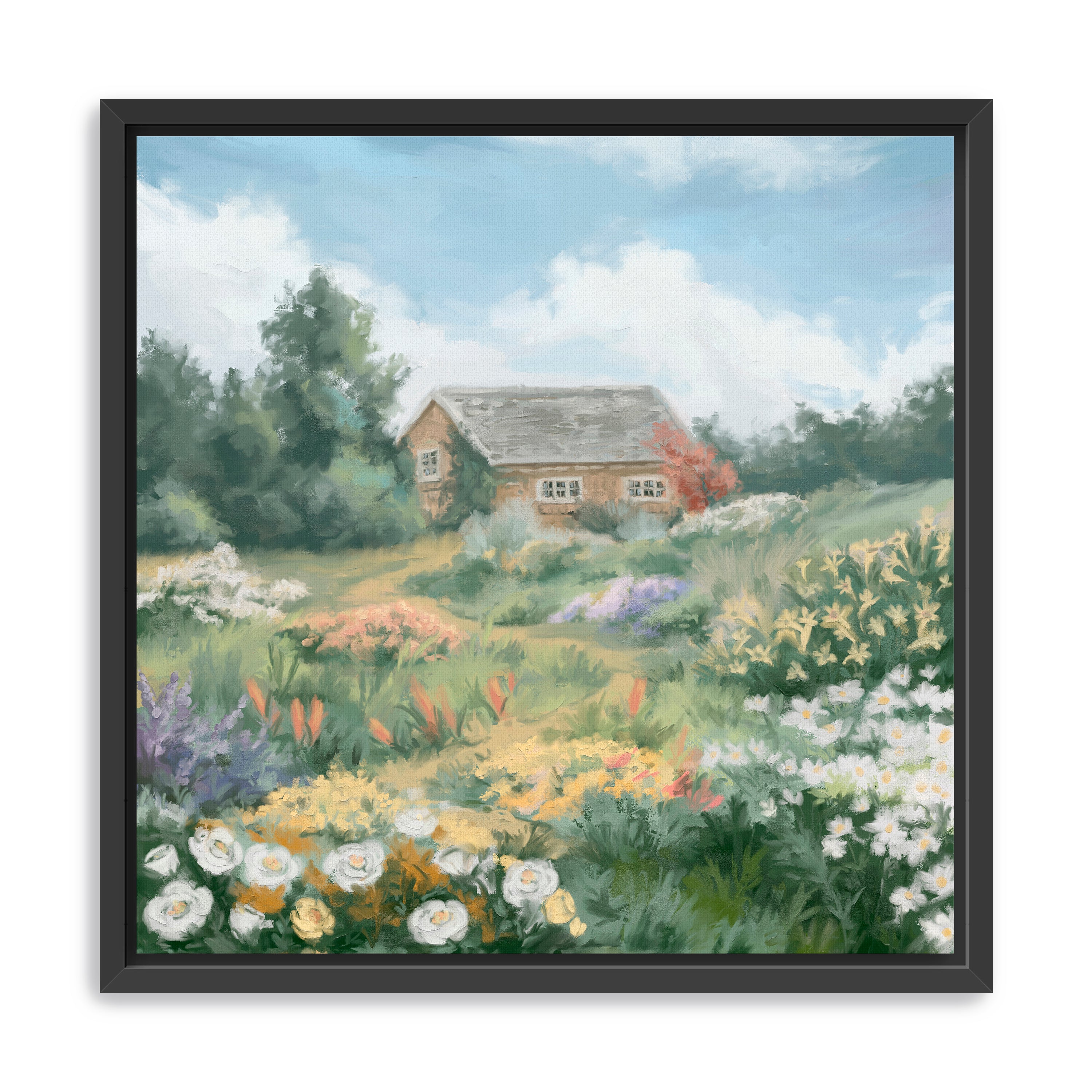 Flowers Garden Tiny House Canvas Giclee Wall Art