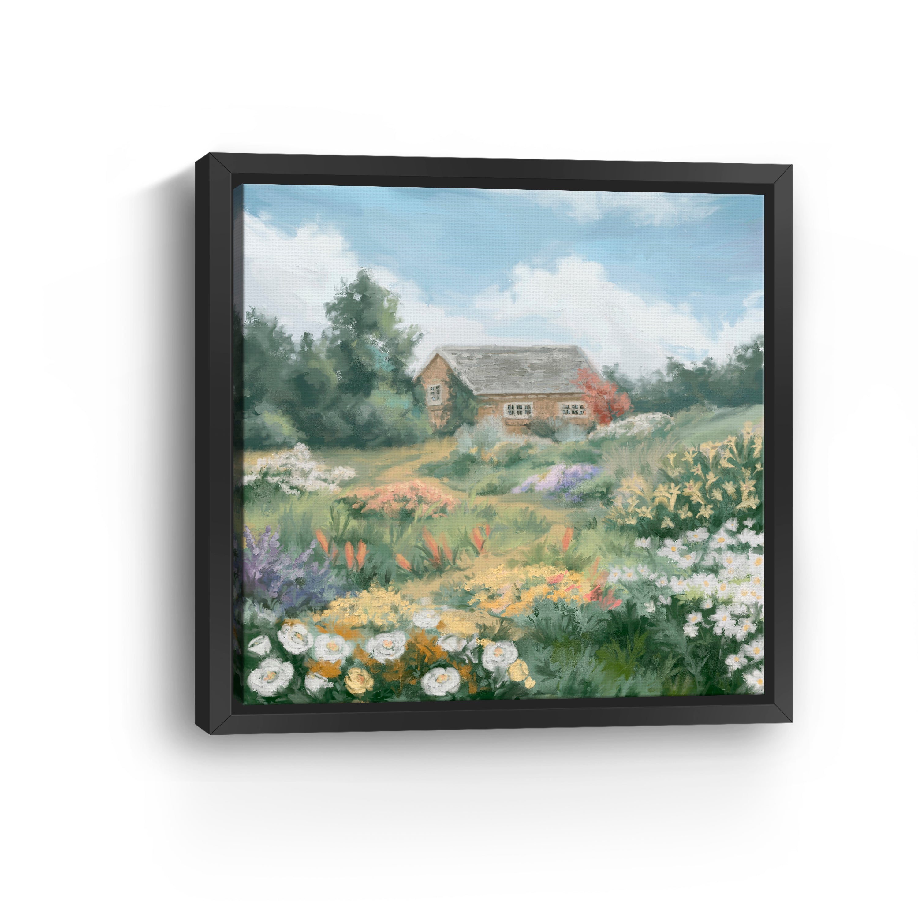 Flowers Garden Tiny House Canvas Giclee Wall Art