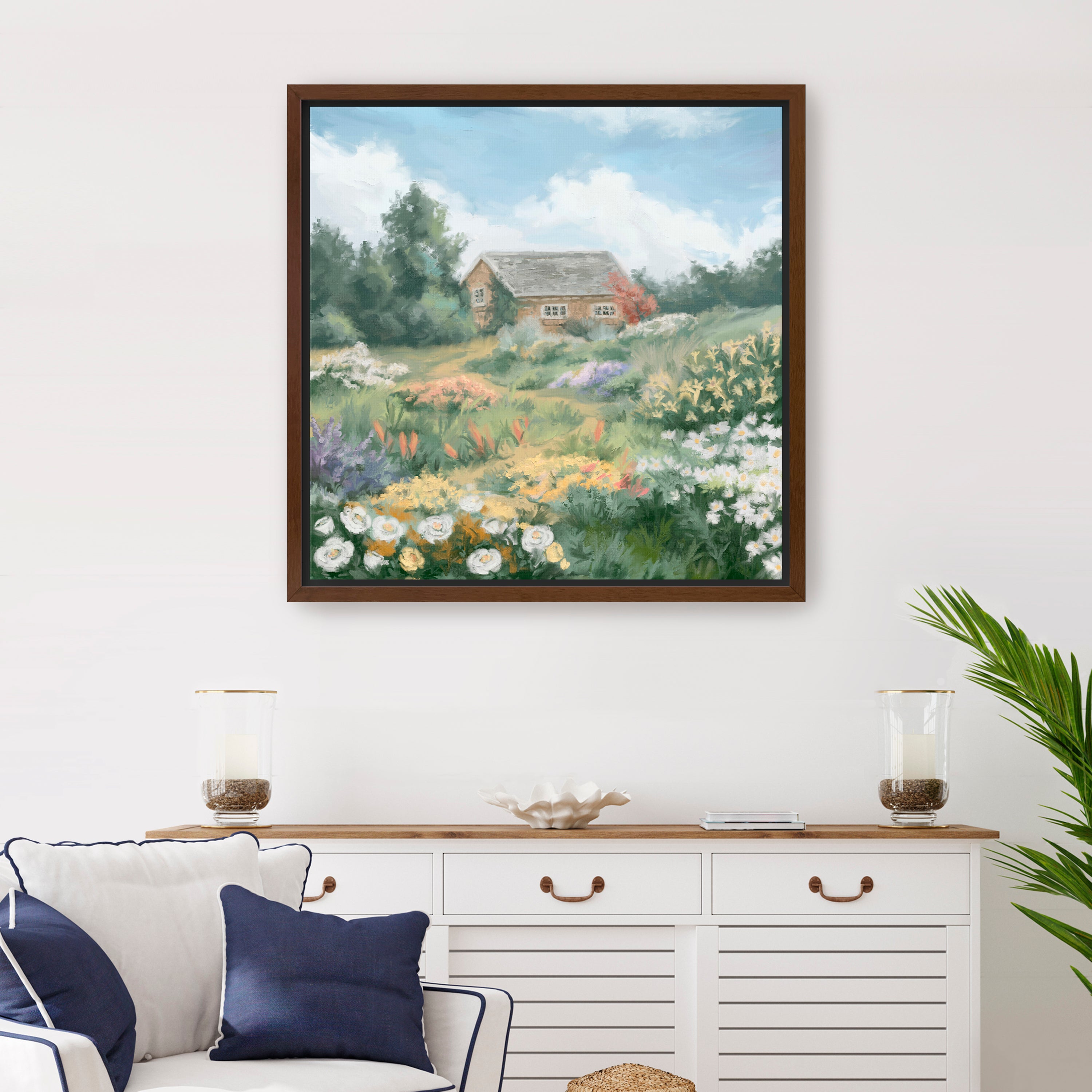 Flowers Garden Tiny House Canvas Giclee Wall Art