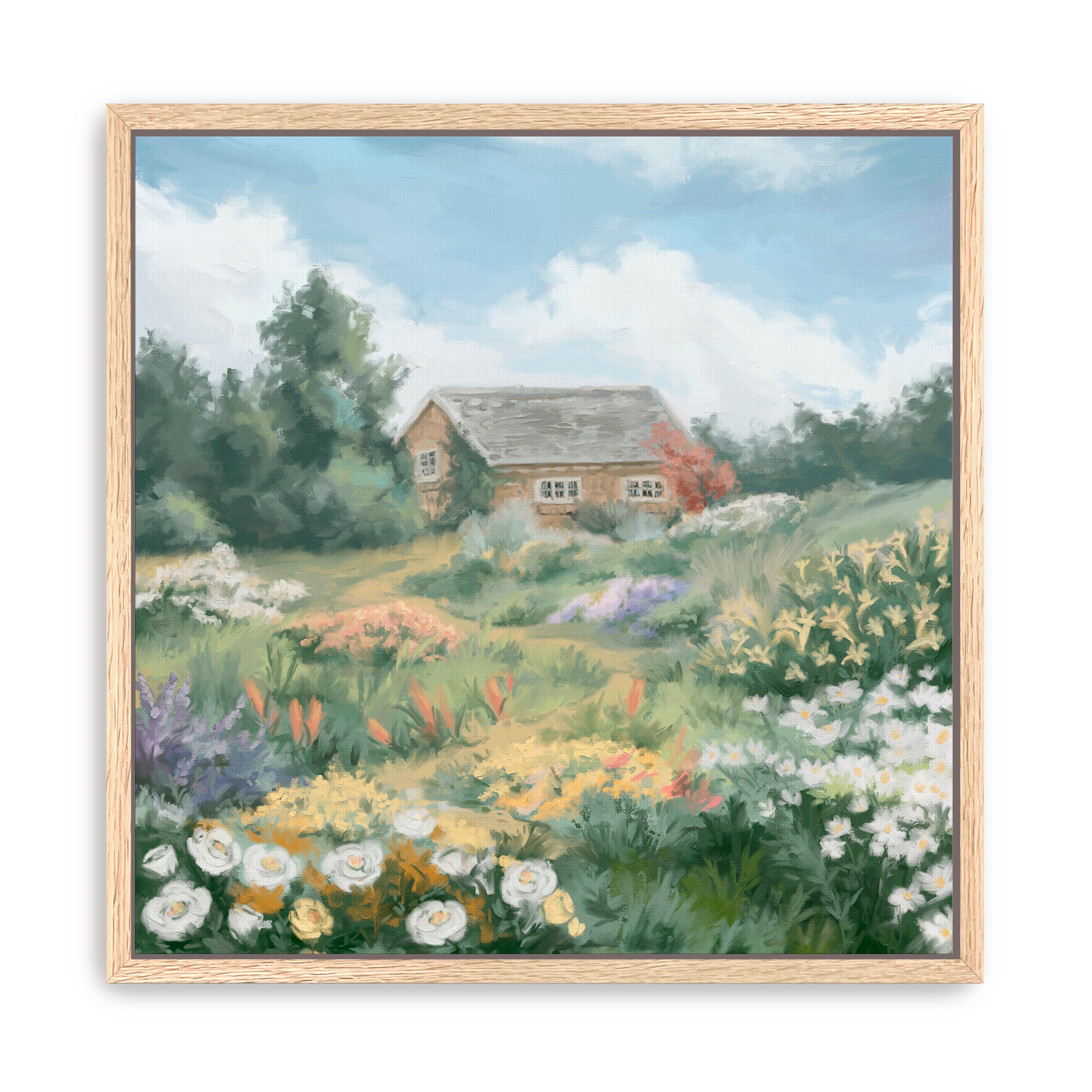 Flowers Garden Tiny House Canvas Giclee Wall Art