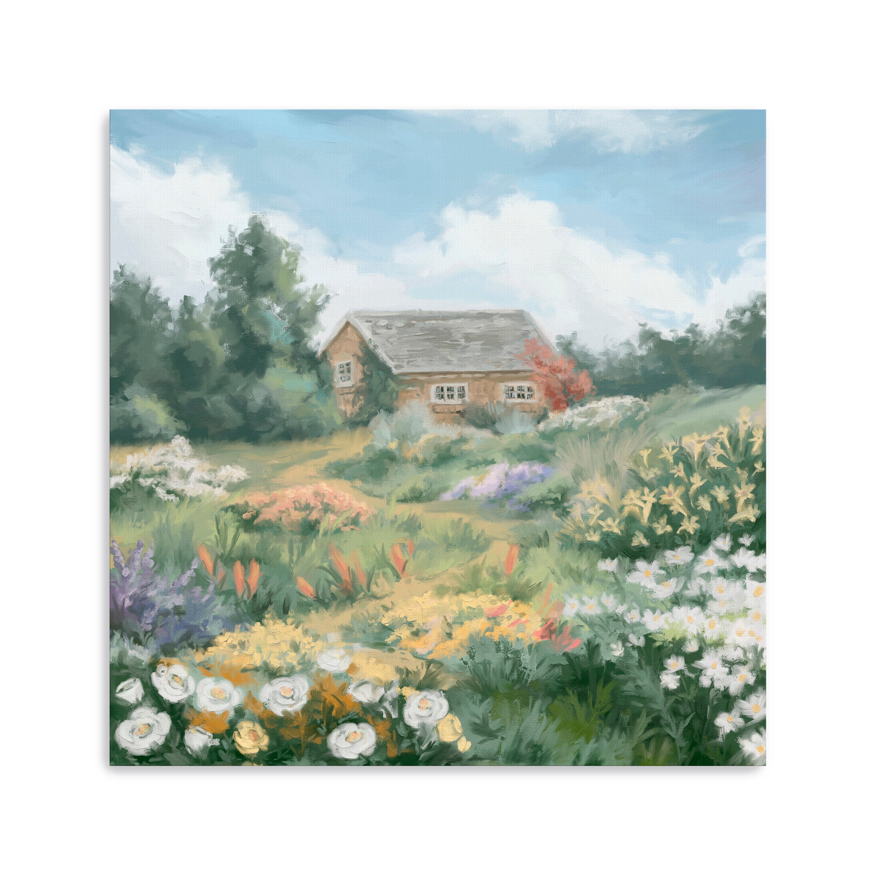 Flowers Garden Tiny House Canvas Giclee Wall Art