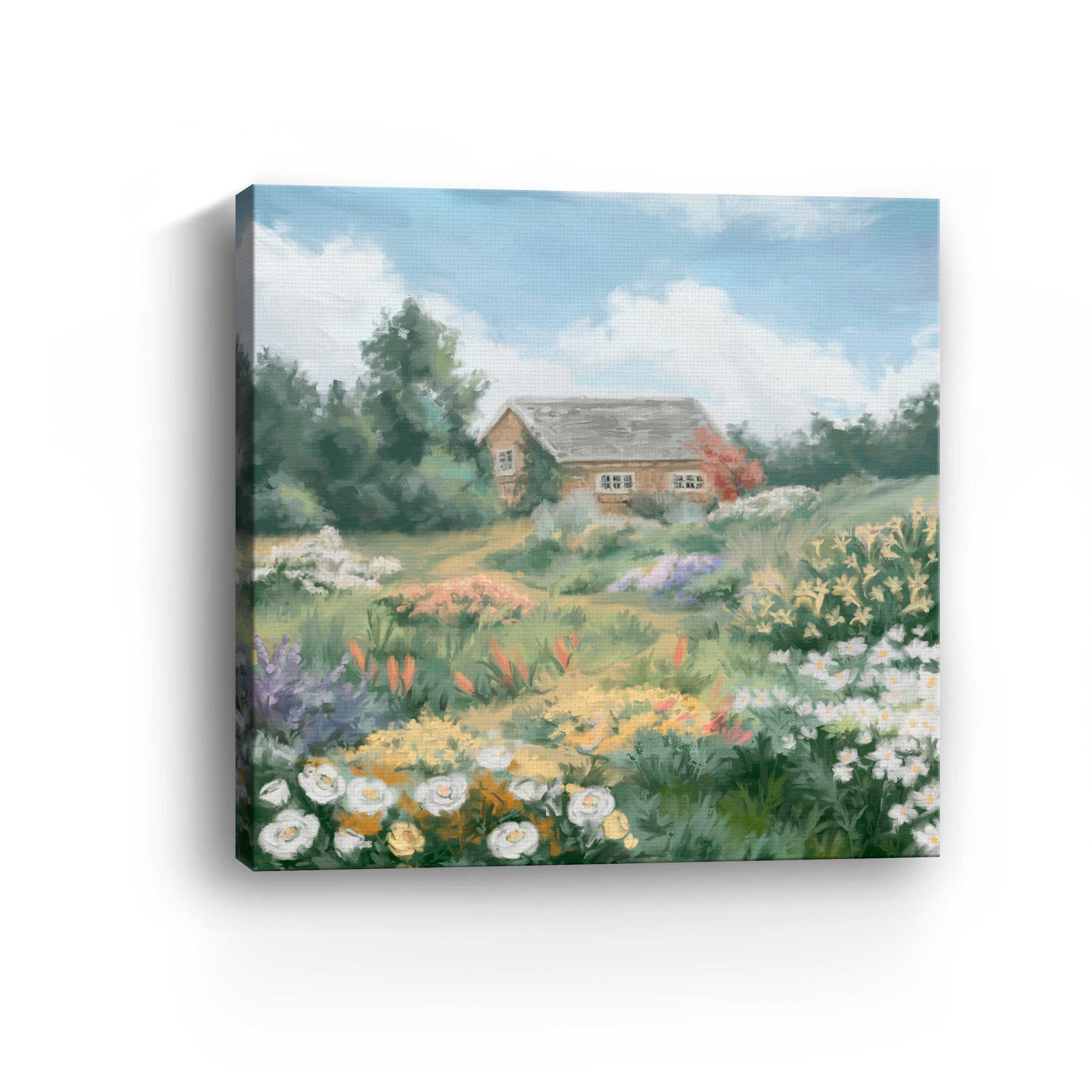 Flowers Garden Tiny House Canvas Giclee Wall Art