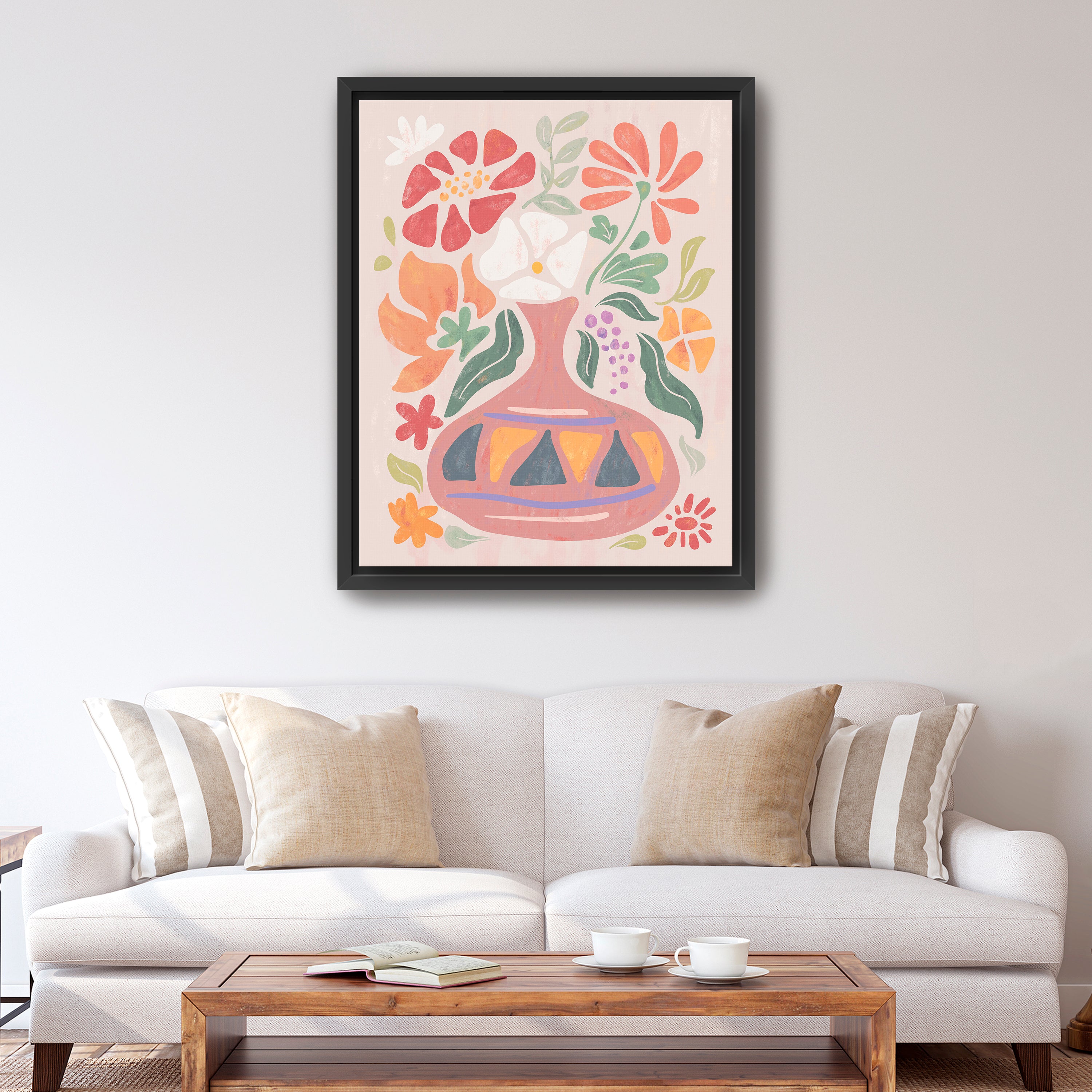 Abstract Floral Vase Canvas Giclee Wall Art