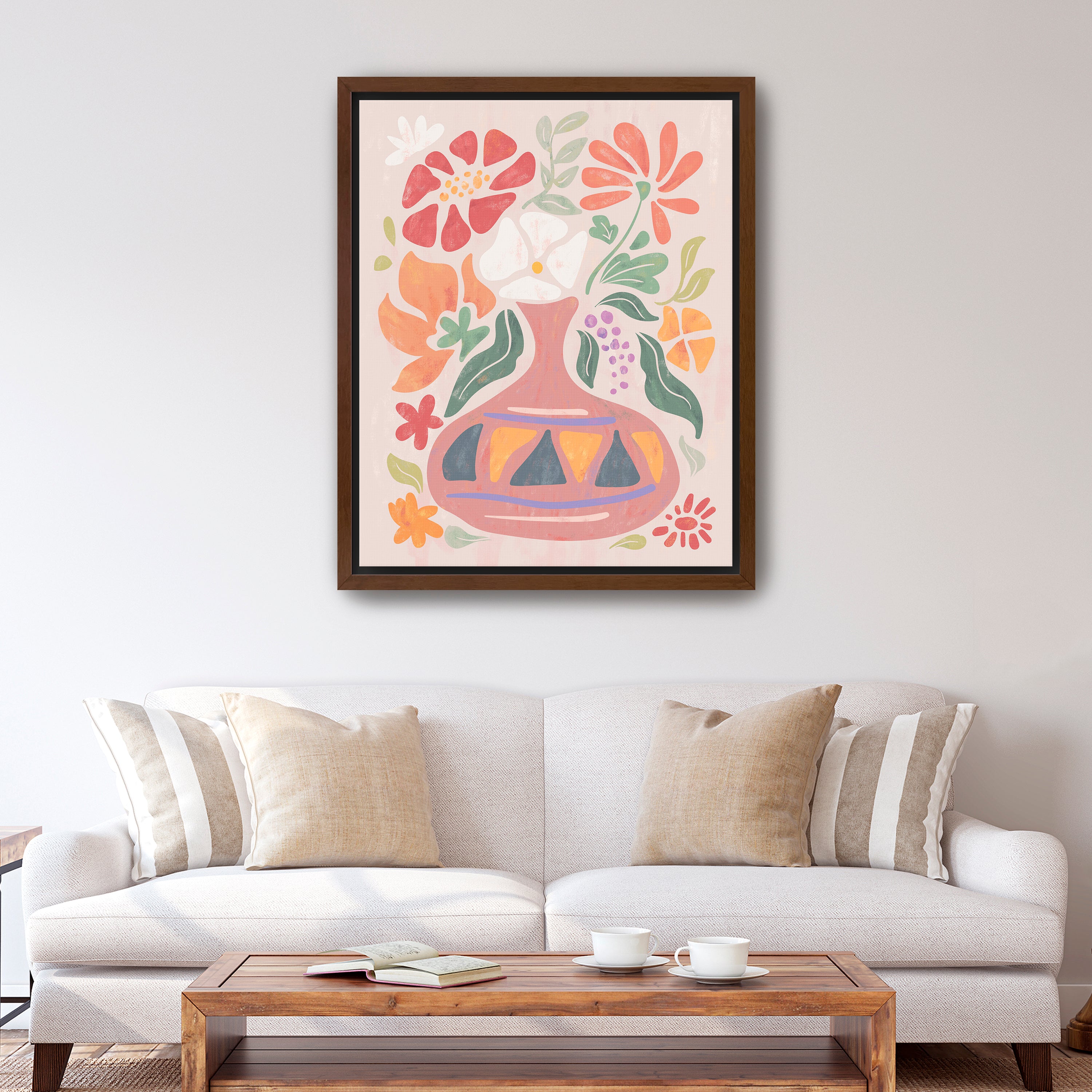 Abstract Floral Vase Canvas Giclee Wall Art