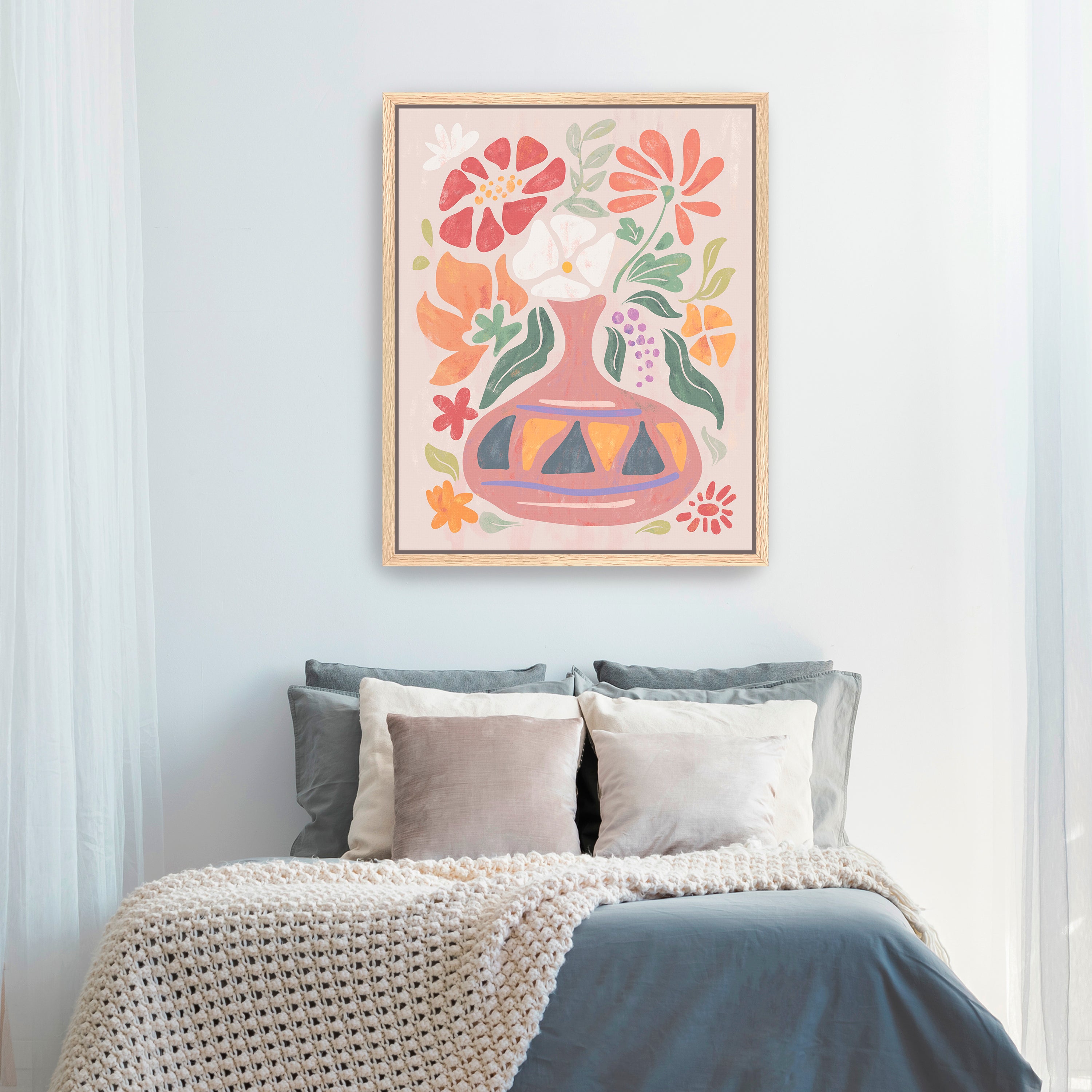 Abstract Floral Vase Canvas Giclee Wall Art