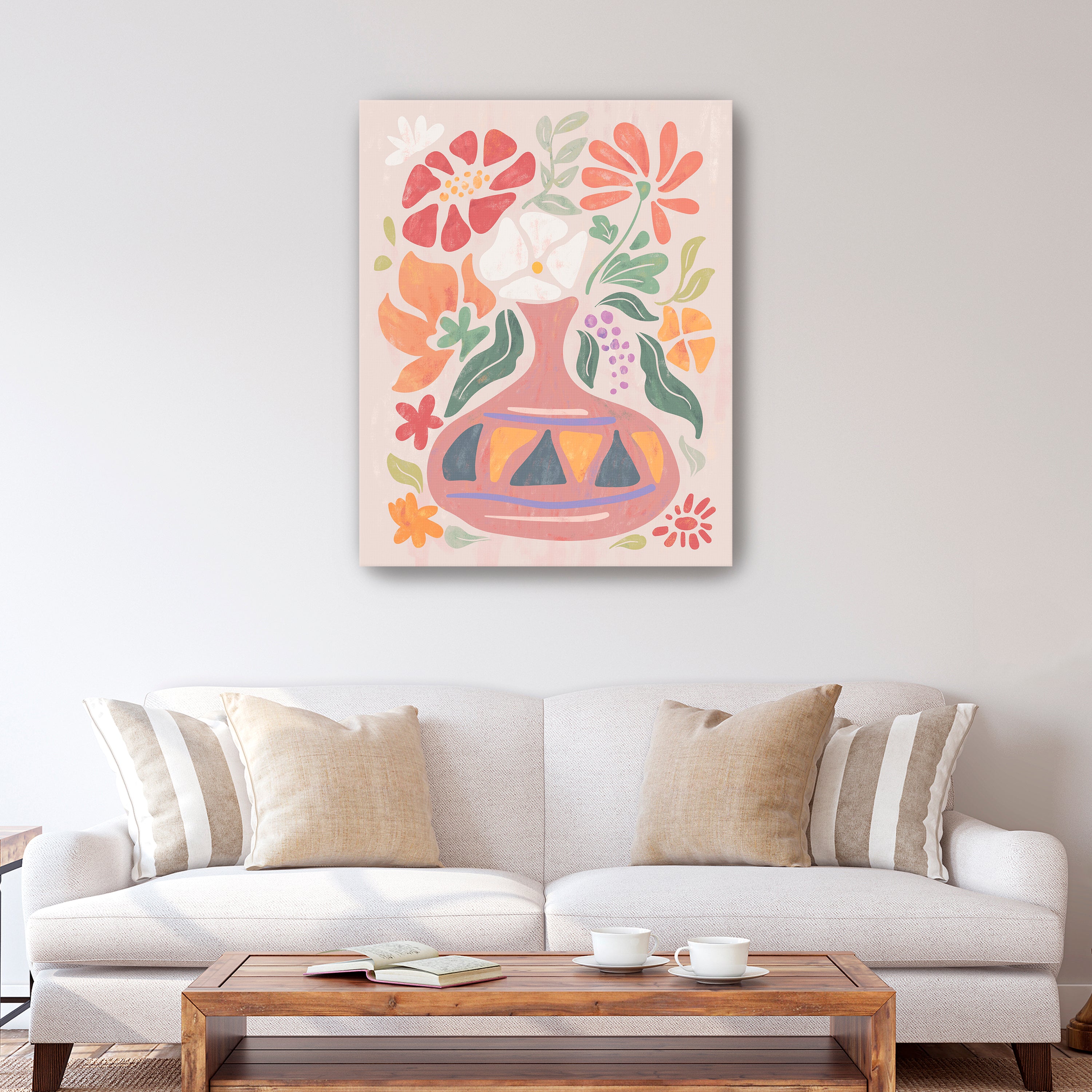 Abstract Floral Vase Canvas Giclee Wall Art