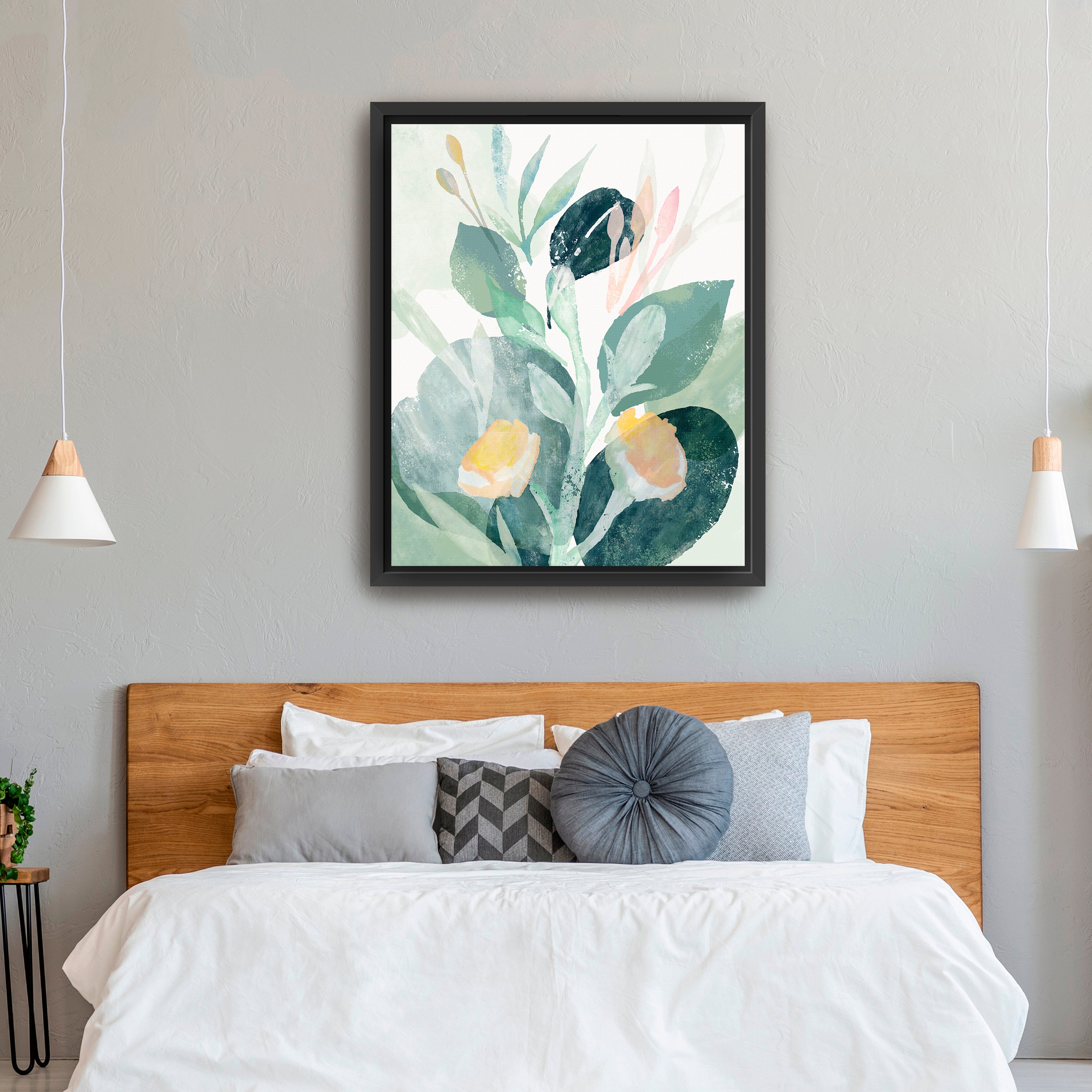 Leaves and Flowers I Canvas Giclee