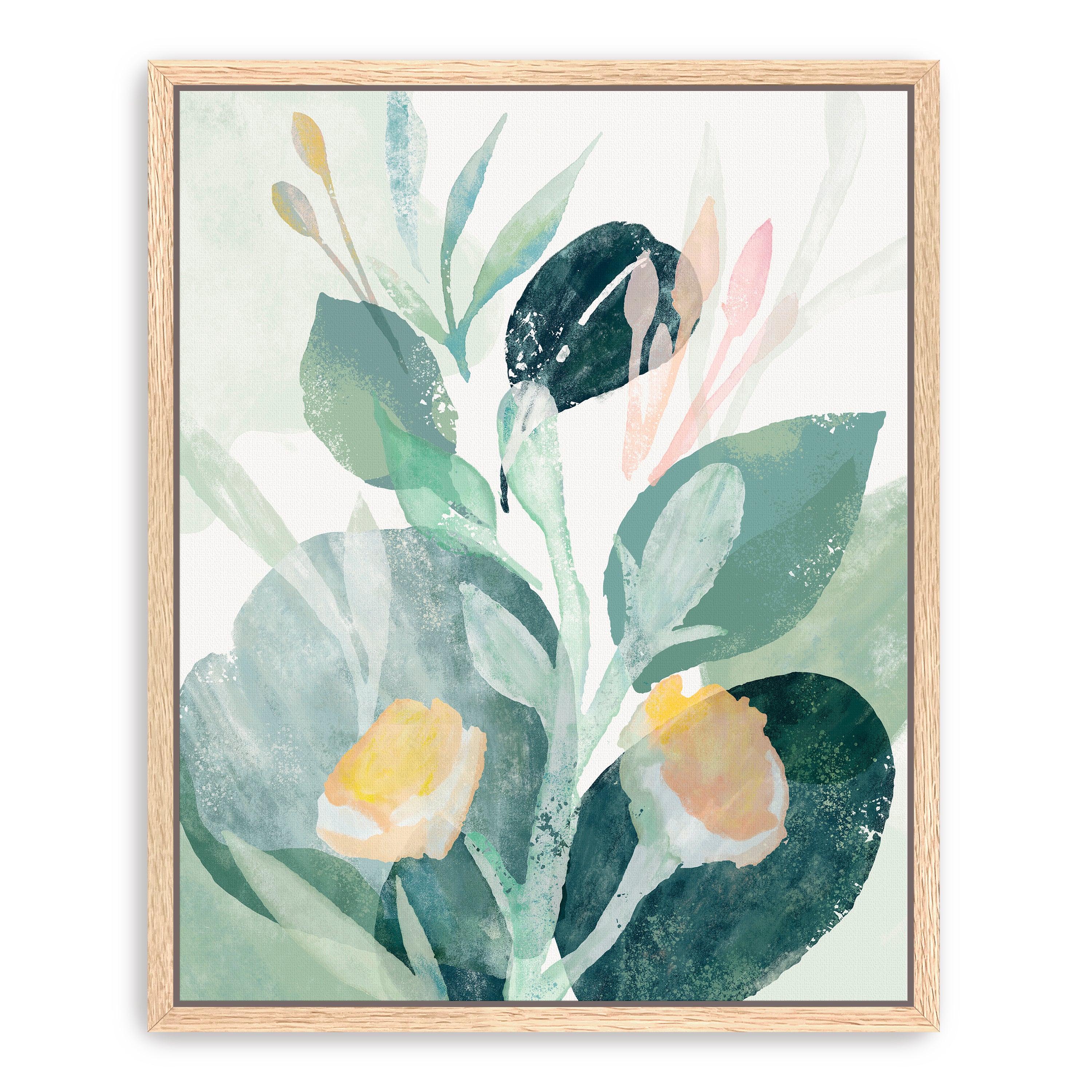 Leaves and Flowers I Canvas Giclee
