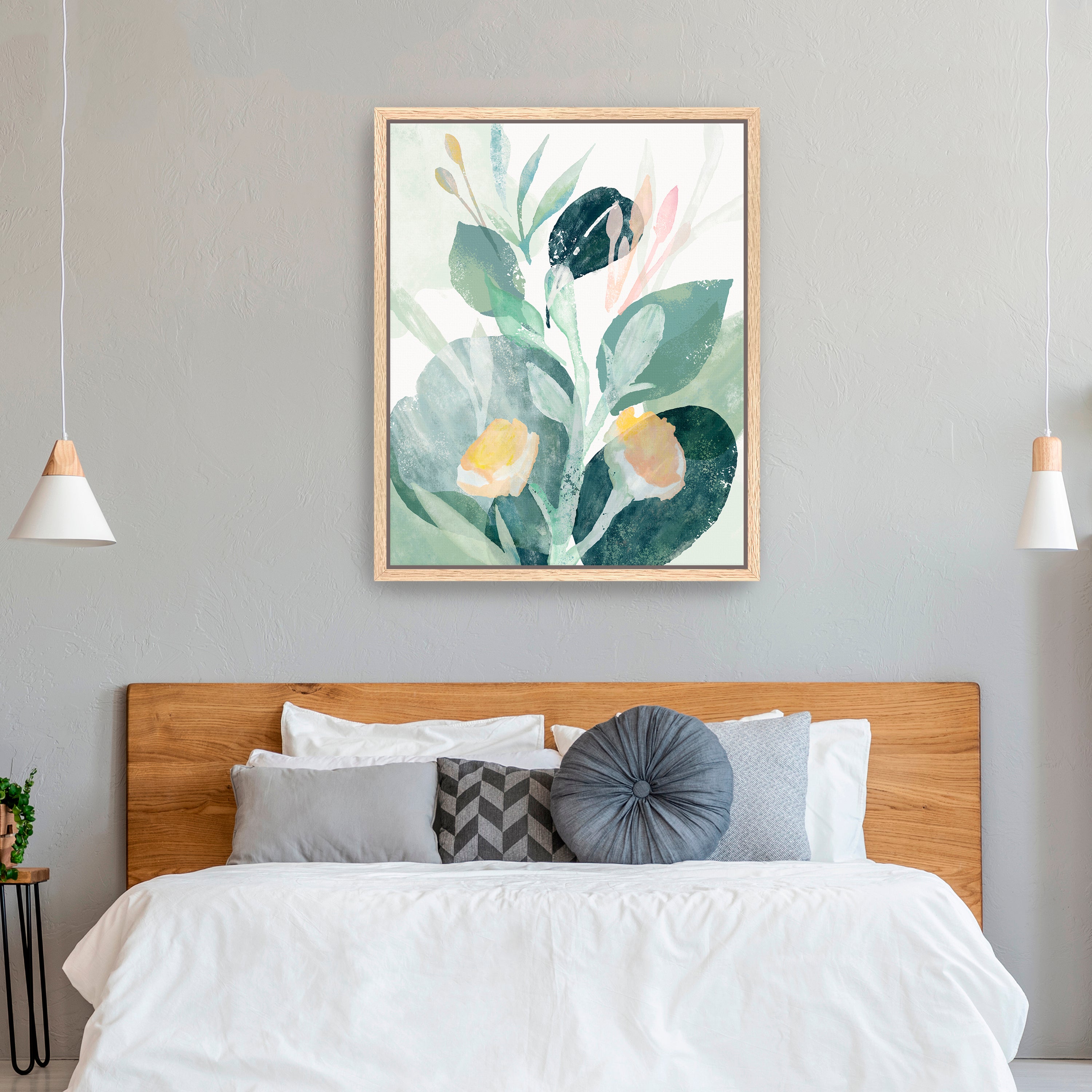 Leaves and Flowers I Canvas Giclee