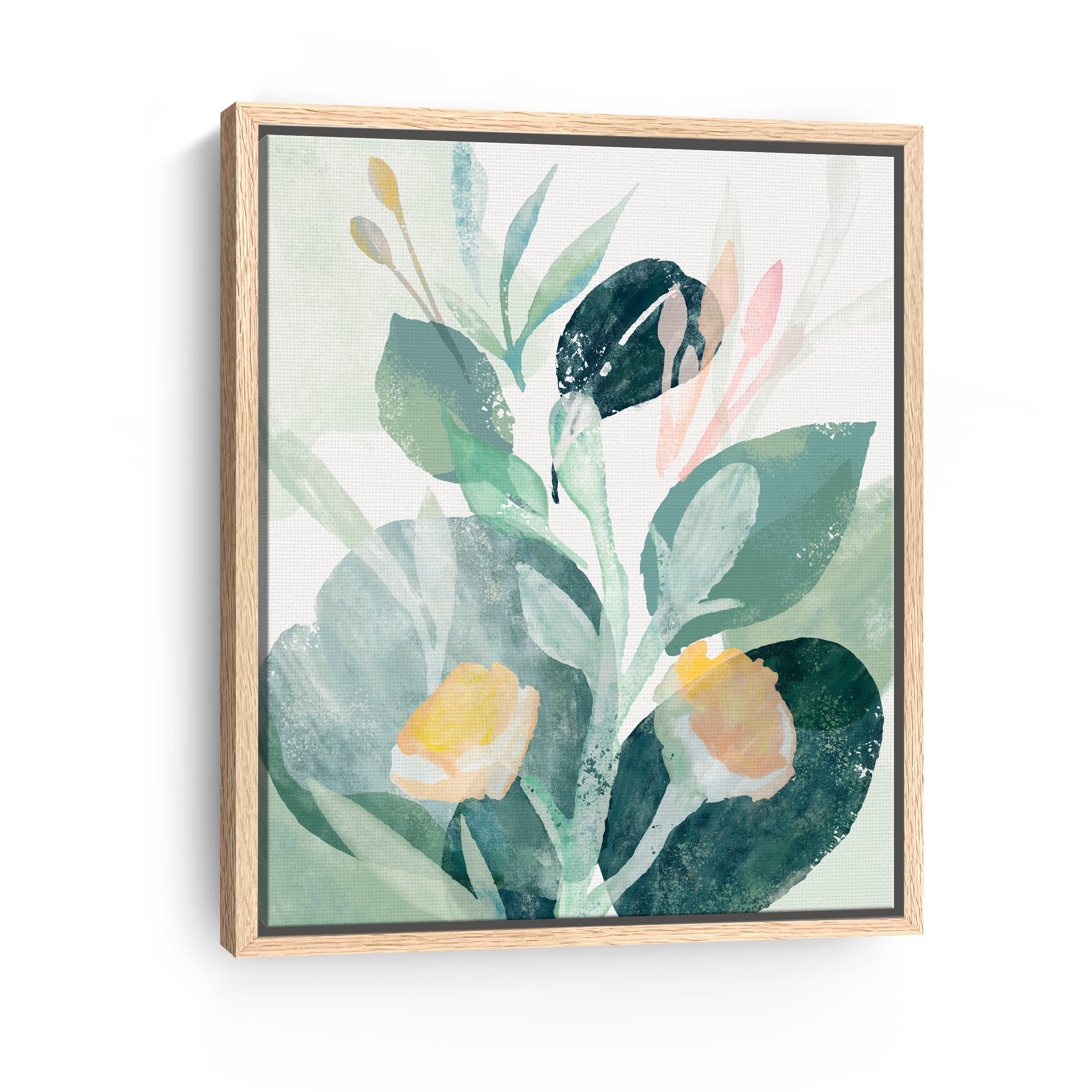 Leaves and Flowers I Canvas Giclee