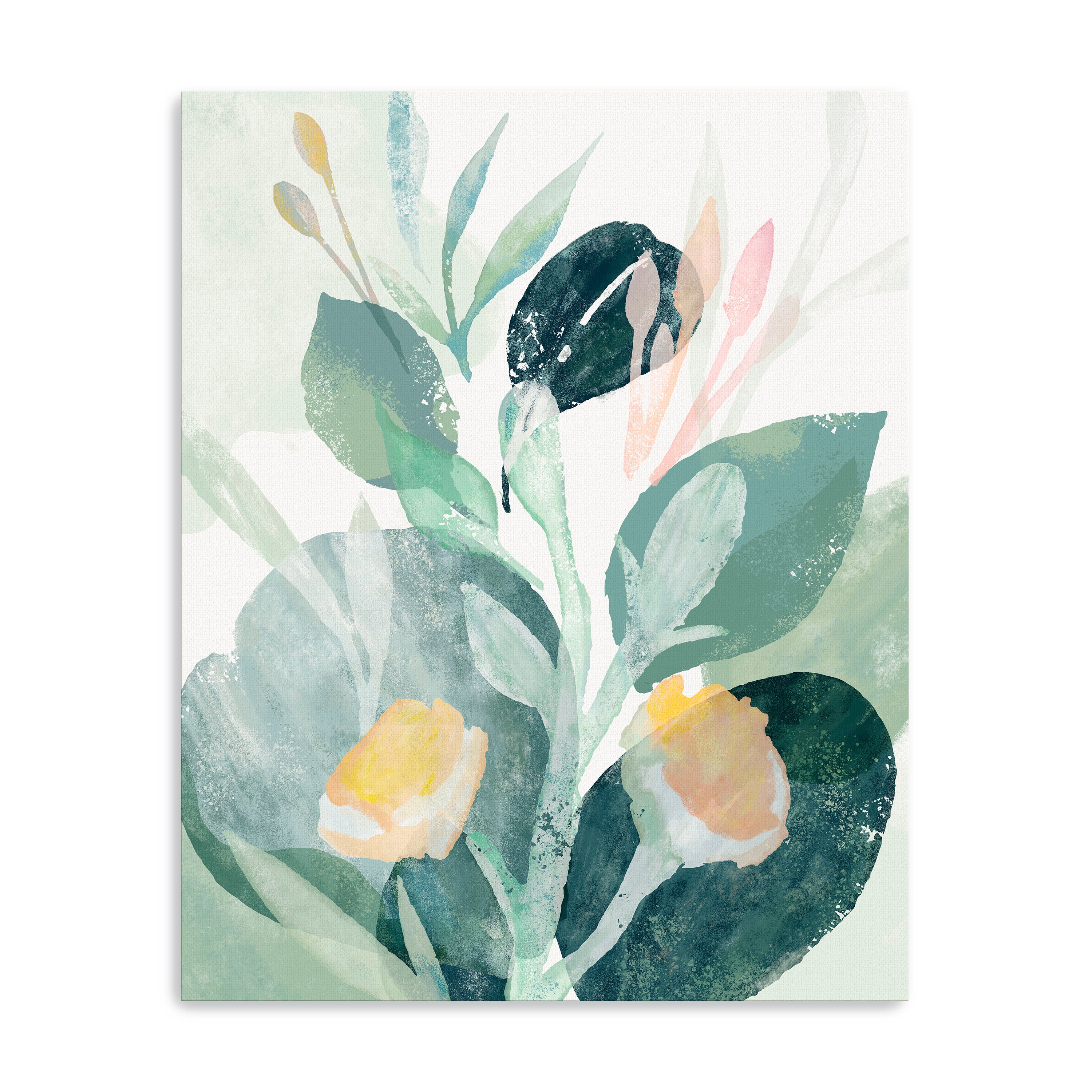 Leaves and Flowers I Canvas Giclee