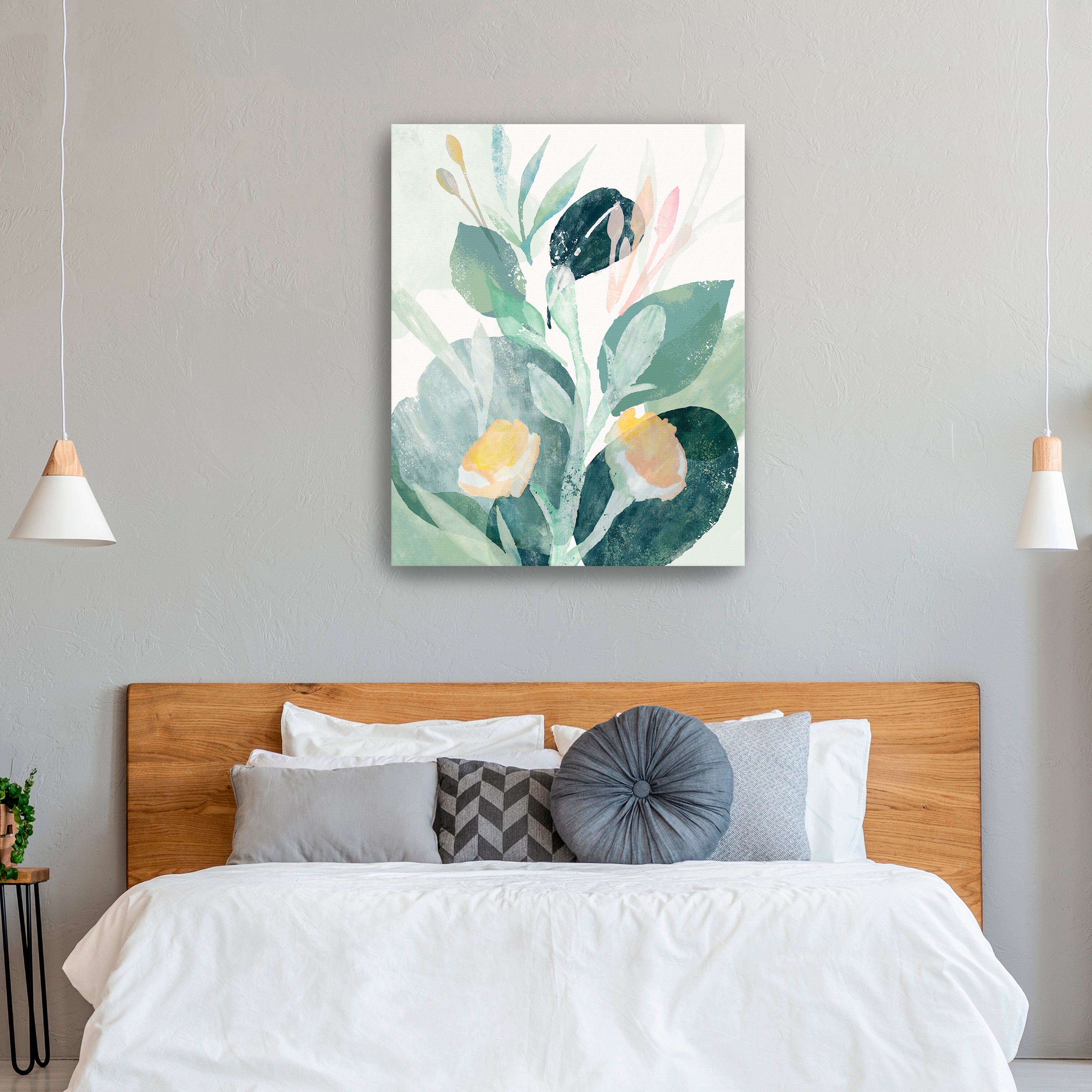 Leaves and Flowers I Canvas Giclee