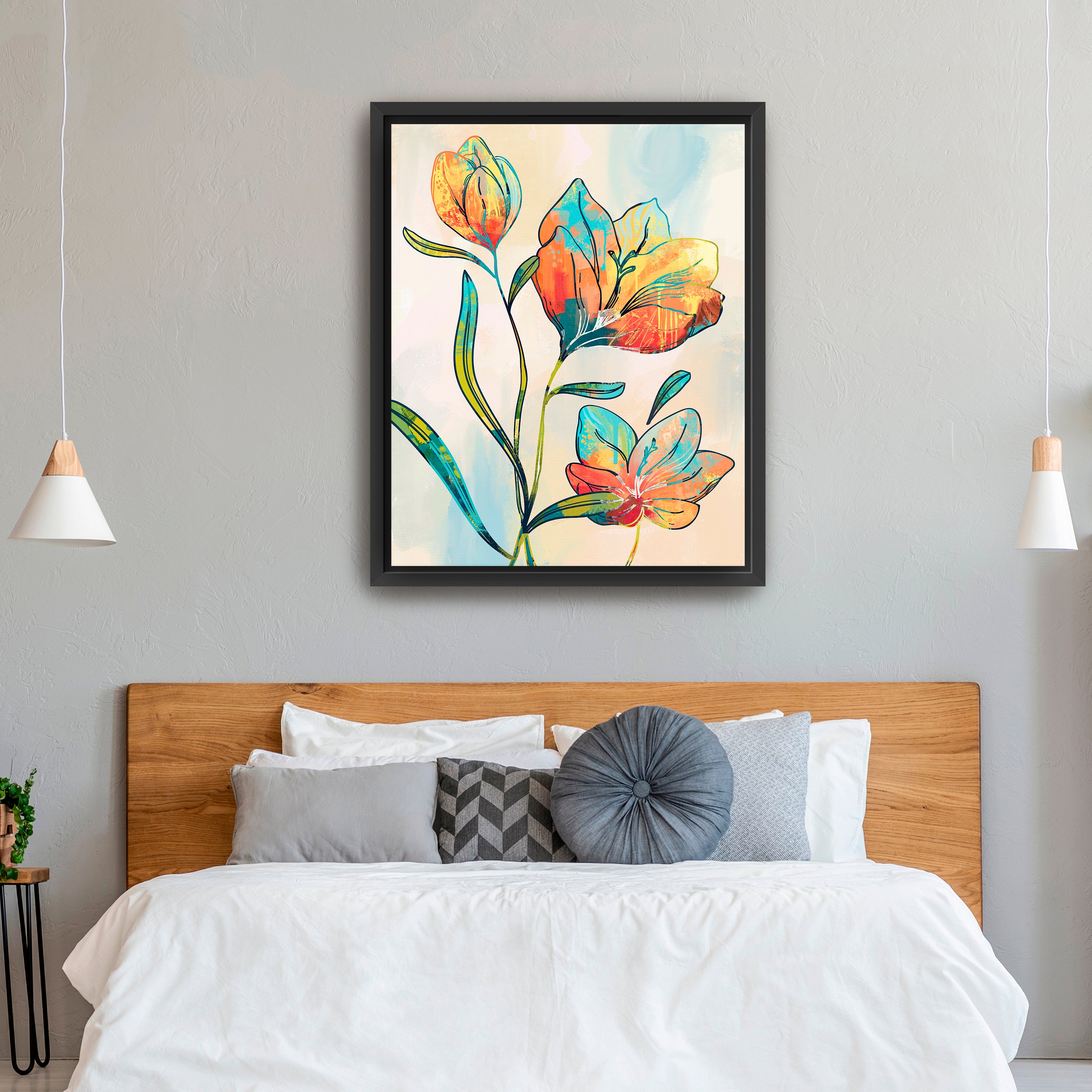 Abstract Graffiti Flowers Canvas Giclee Wall Art