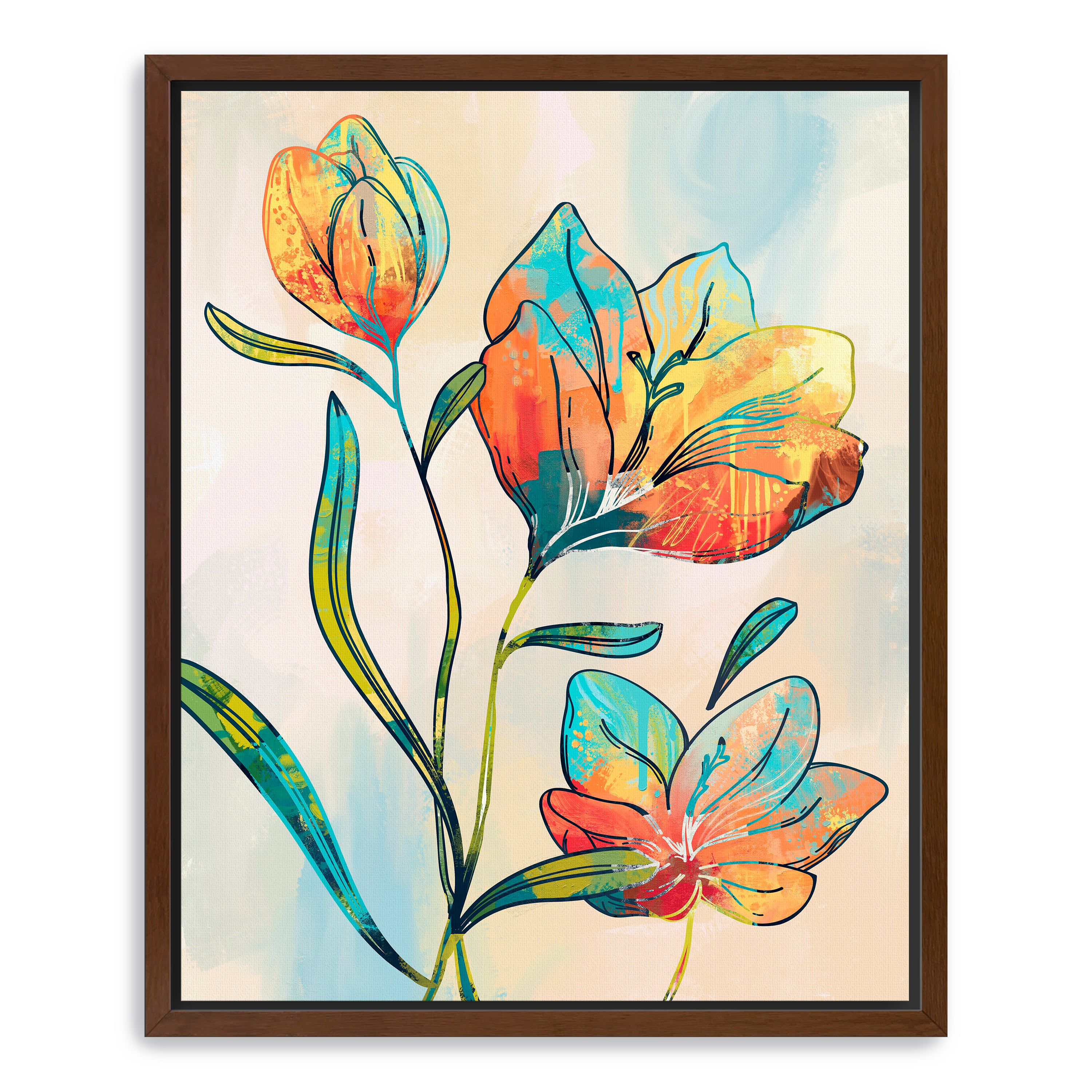 Abstract Graffiti Flowers Canvas Giclee Wall Art