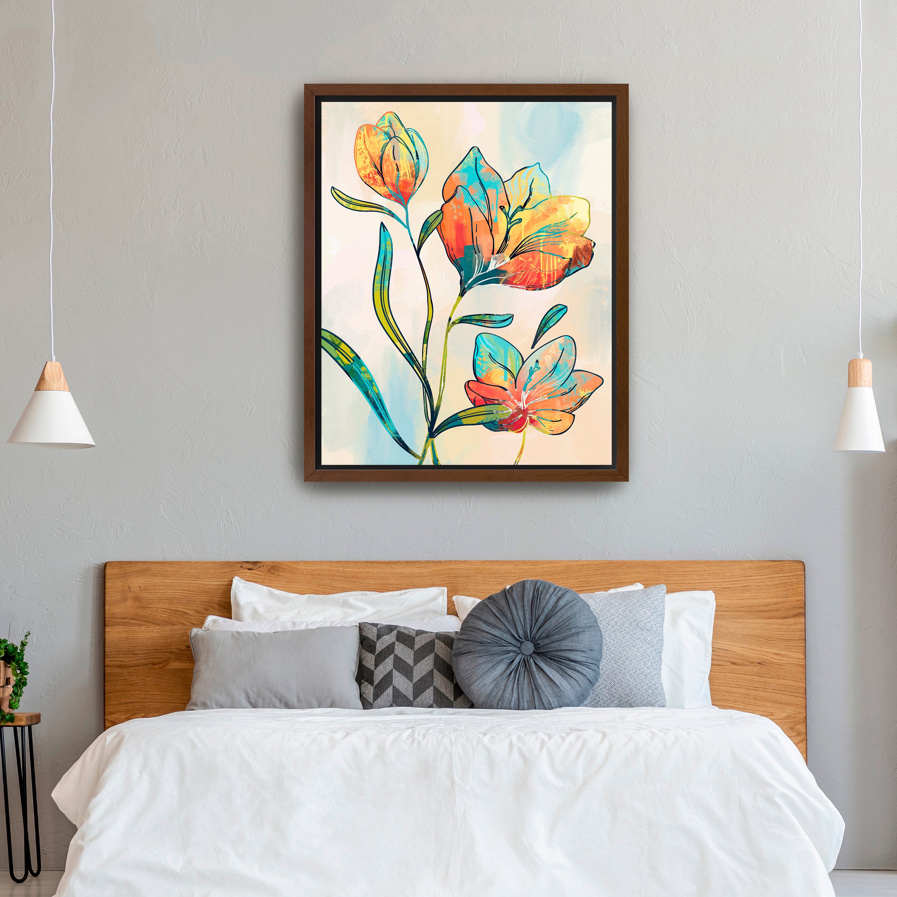 Abstract Graffiti Flowers Canvas Giclee Wall Art