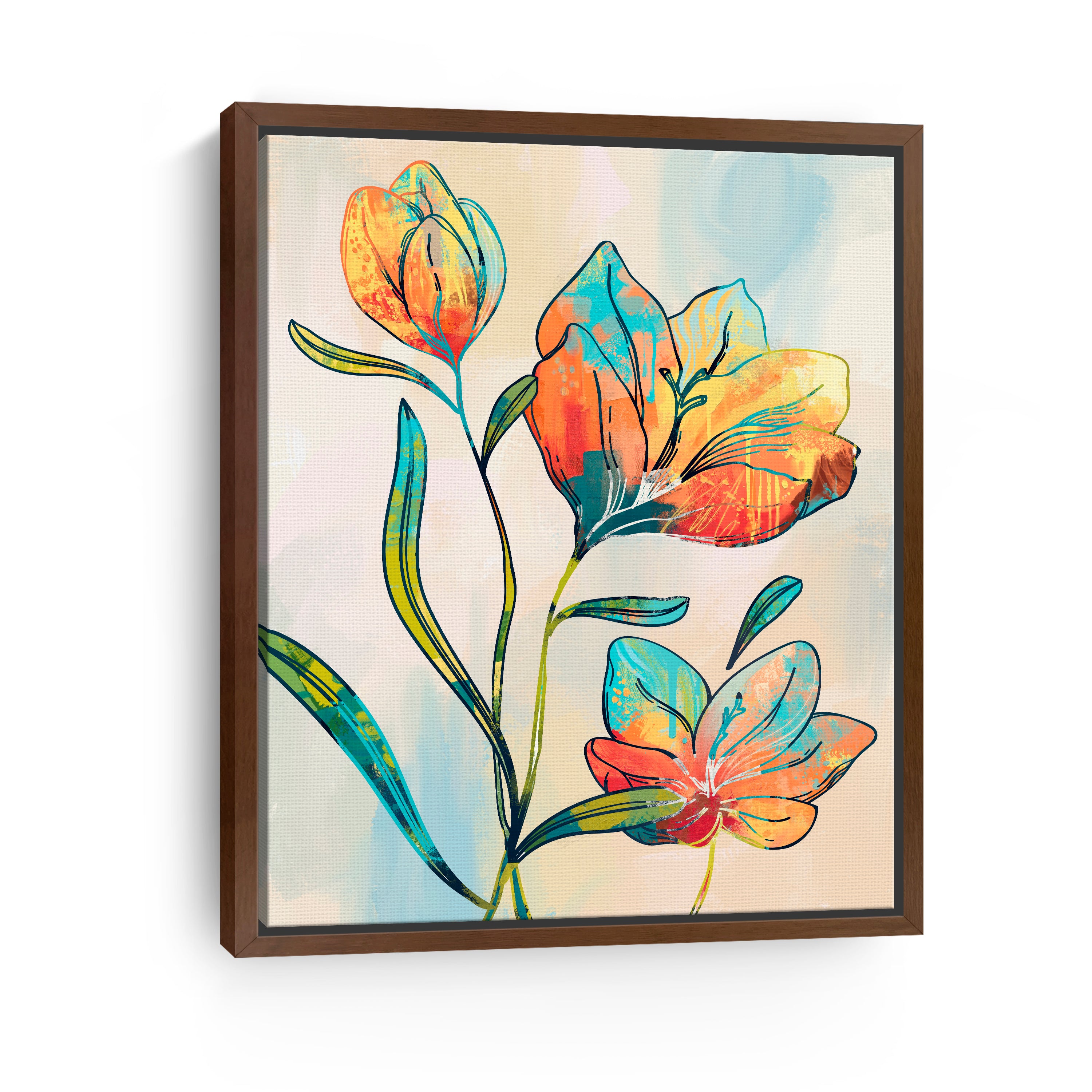 Abstract Graffiti Flowers Canvas Giclee Wall Art